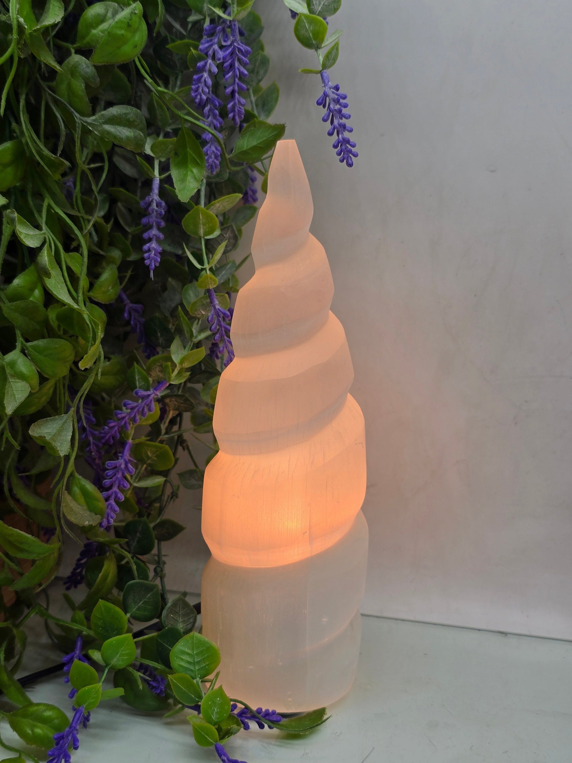 Luxury Selenite Spiral Lamp – High-Grade Moroccan Cleansing Light for Energy Purification & Inner Peace Crystal Wellness