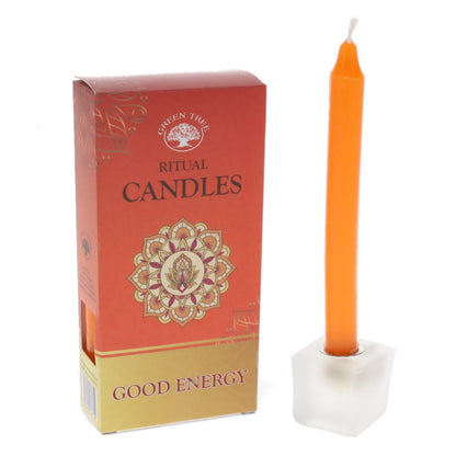 Green Tree Ritual Candles – Good Energy (10 Pack) Crystal Wellness