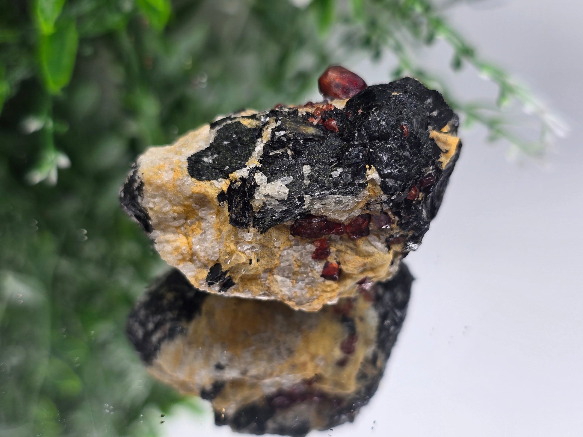 Rare Red Zircon Crystals in Feldspar & Quartz Matrix with Biotite 53x44x33mm 82g Crystal Wellness