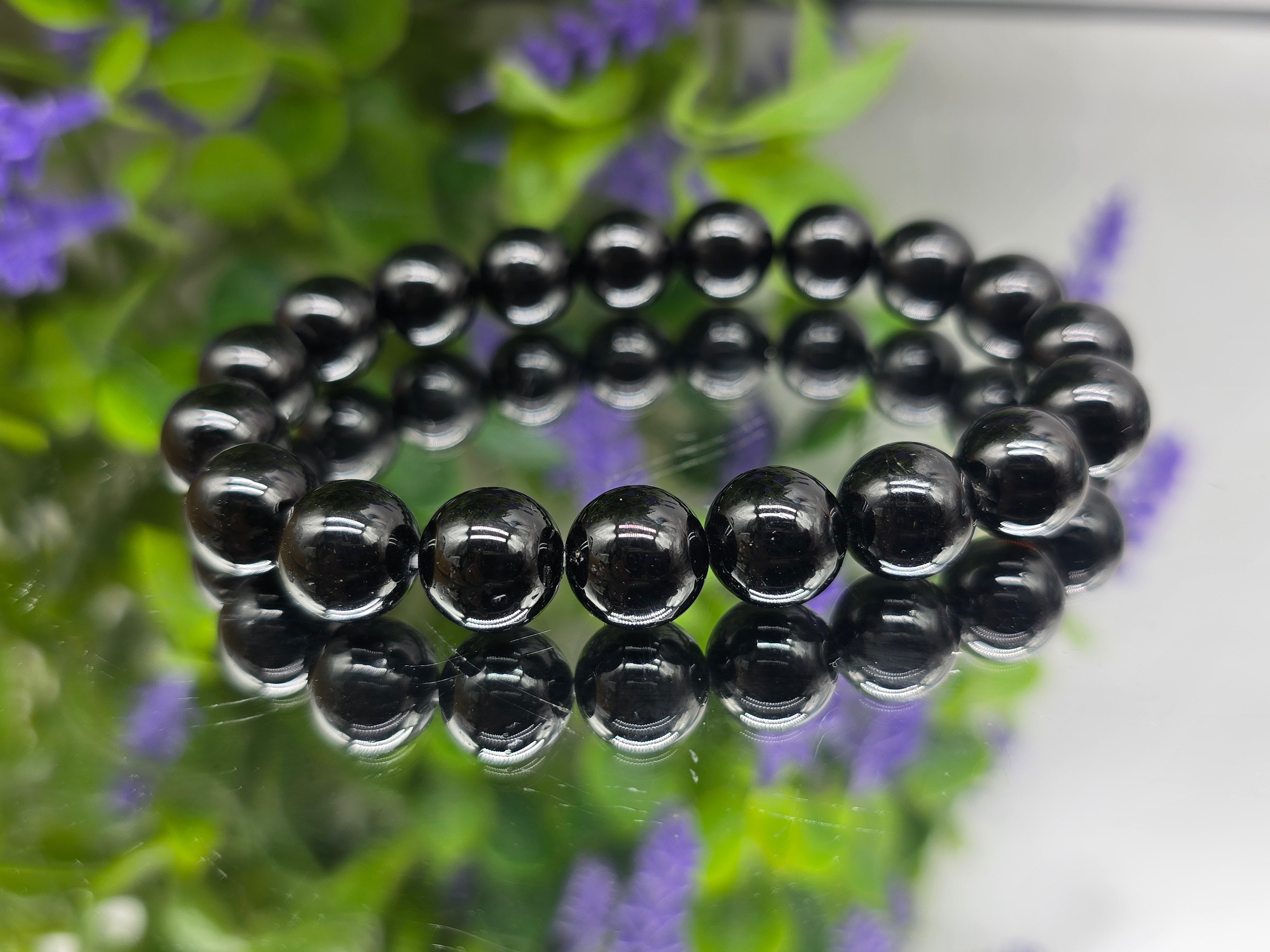 Black Tourmaline Beads Bracelet Crystal Wellness