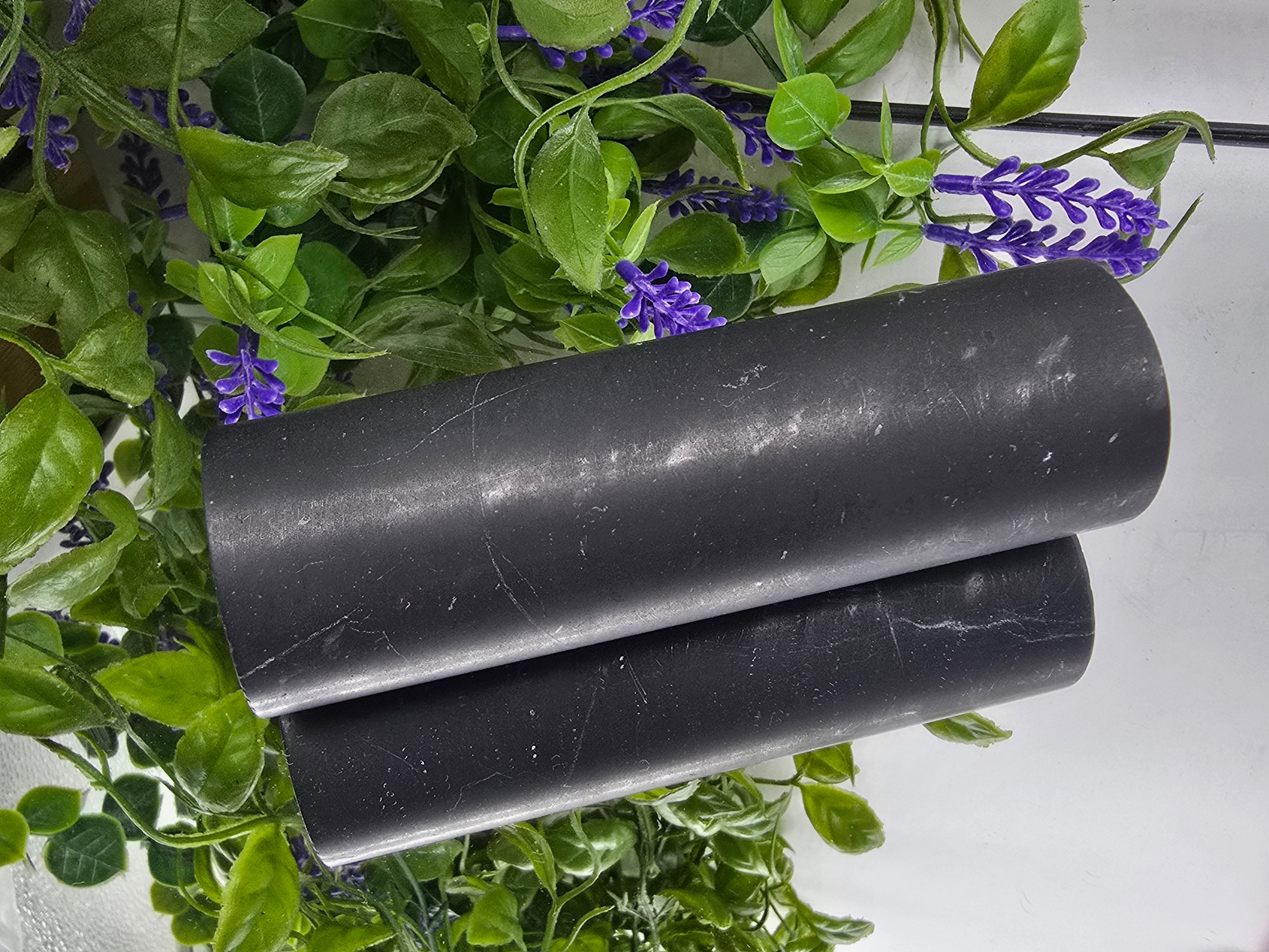 Shungite Harmoniser Cylinder 12.5 x 4cm | EMF Protection Stone | Grounding & Purification Energy Crystal Wellness