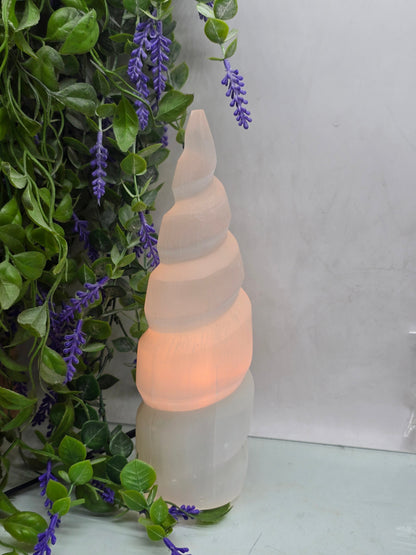 Luxury Selenite Spiral Lamp – High-Grade Moroccan Cleansing Light for Energy Purification & Inner Peace Crystal Wellness