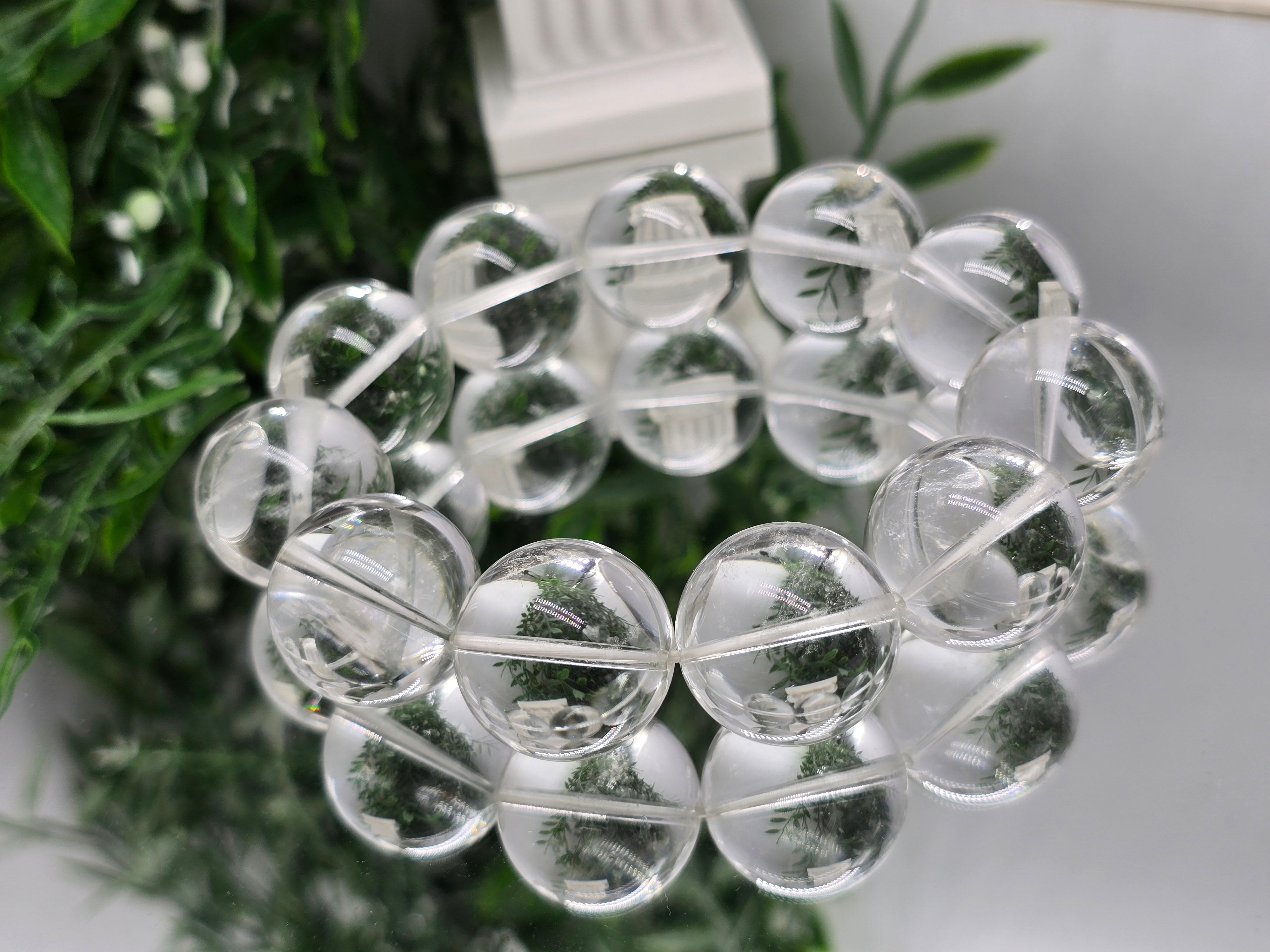 Supreme Clear Quartz Master Healer Bracelet – High Grade 22mm Beads Crystal Wellness