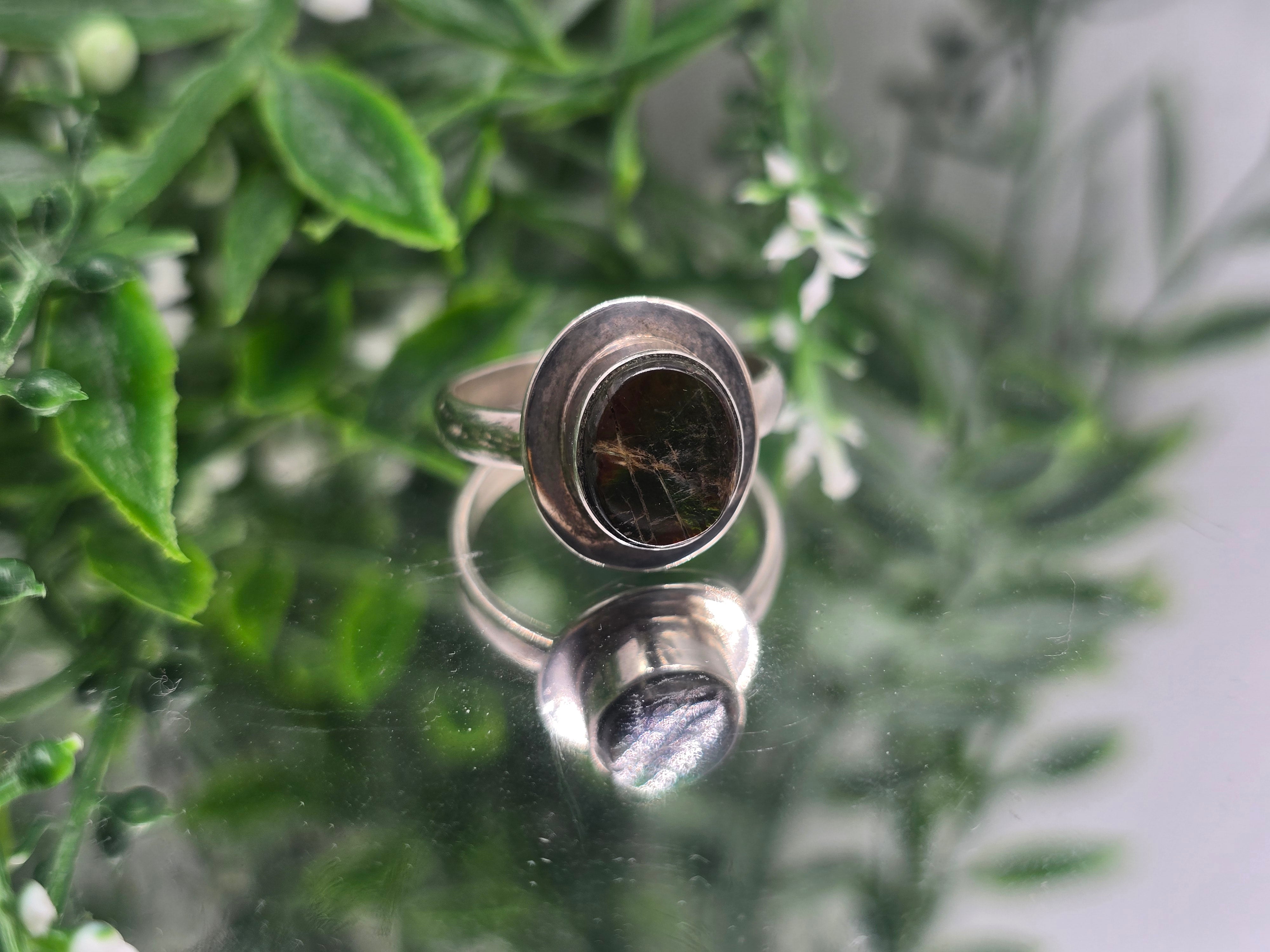 🌈 Canadian Ammolite 925 Sterling Silver Ring – Size 9 | Stone of Transformation, Prosperity & Ancient Earth Energy Crystal Wellness