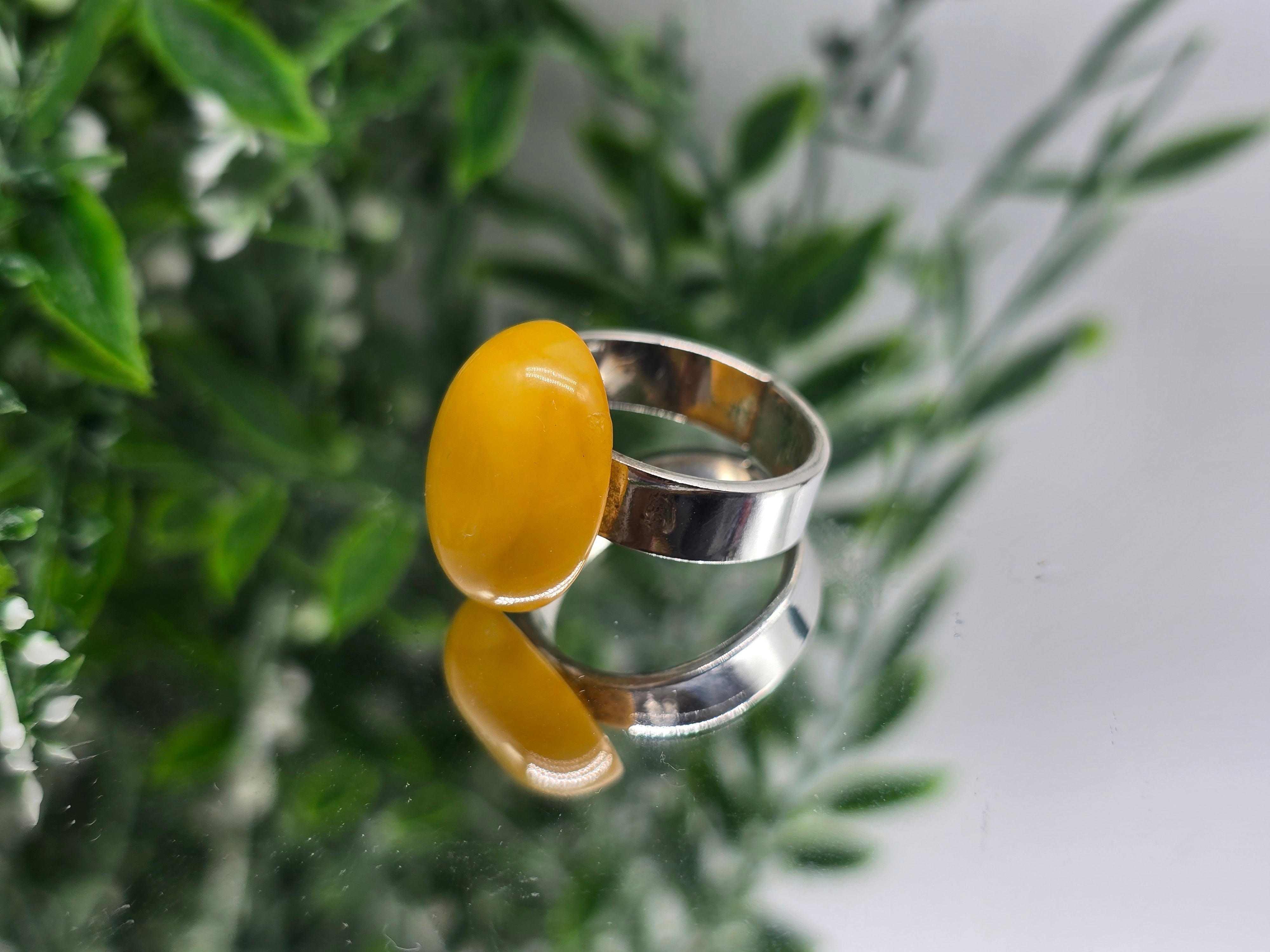 Butterscotch Baltic Amber 925 Sterling Silver Ring Size USA 13 or AUS Z1/2 Crystal Wellness