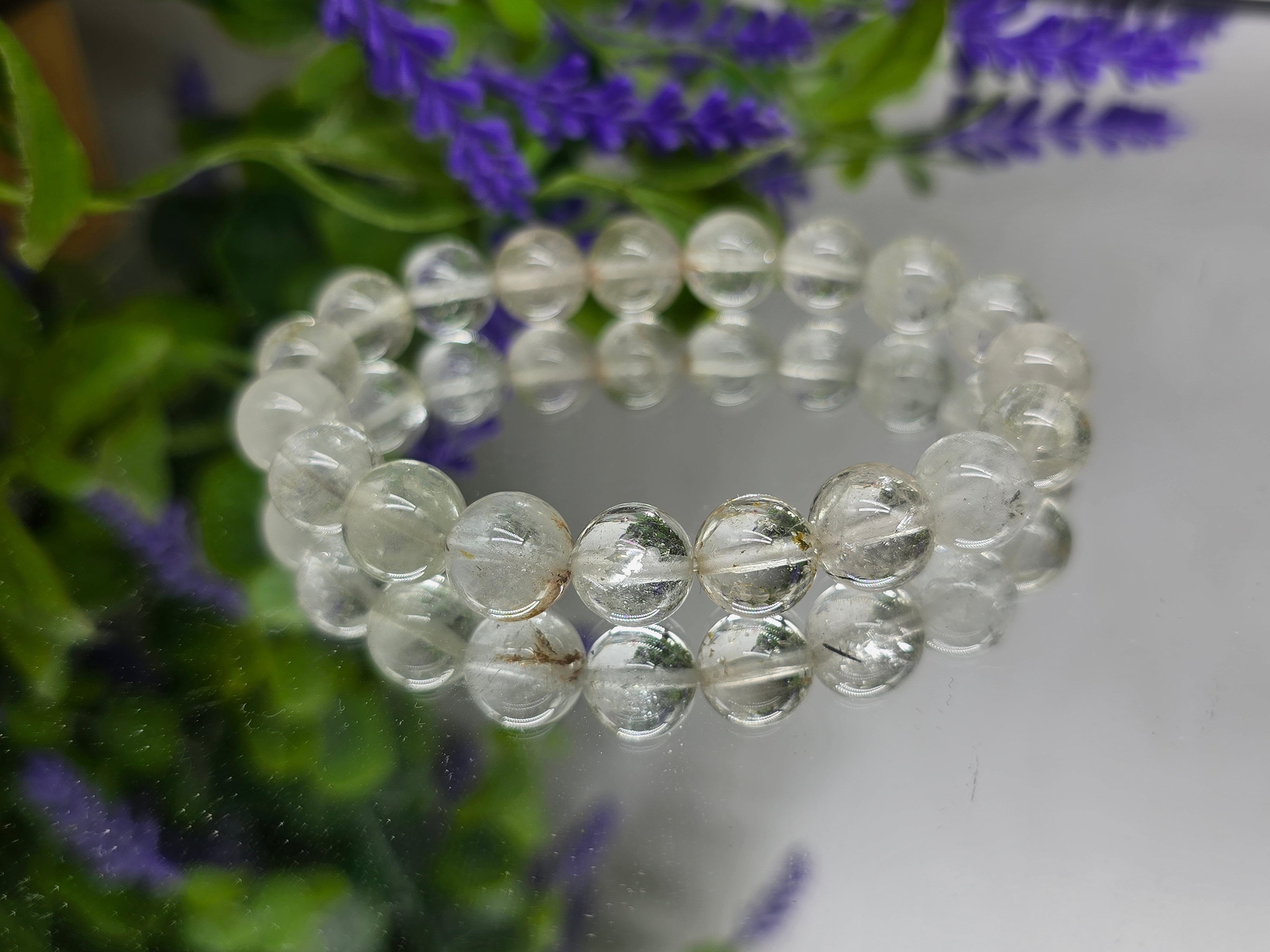 Natural White Topaz Bracelet 10mm | High-Grade Clarity & Manifestation Crystal Bracelet Crystal Wellness