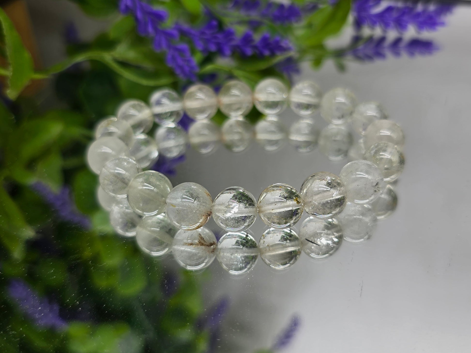 Natural White Topaz Bracelet 10mm | High-Grade Clarity & Manifestation Crystal Bracelet Crystal Wellness