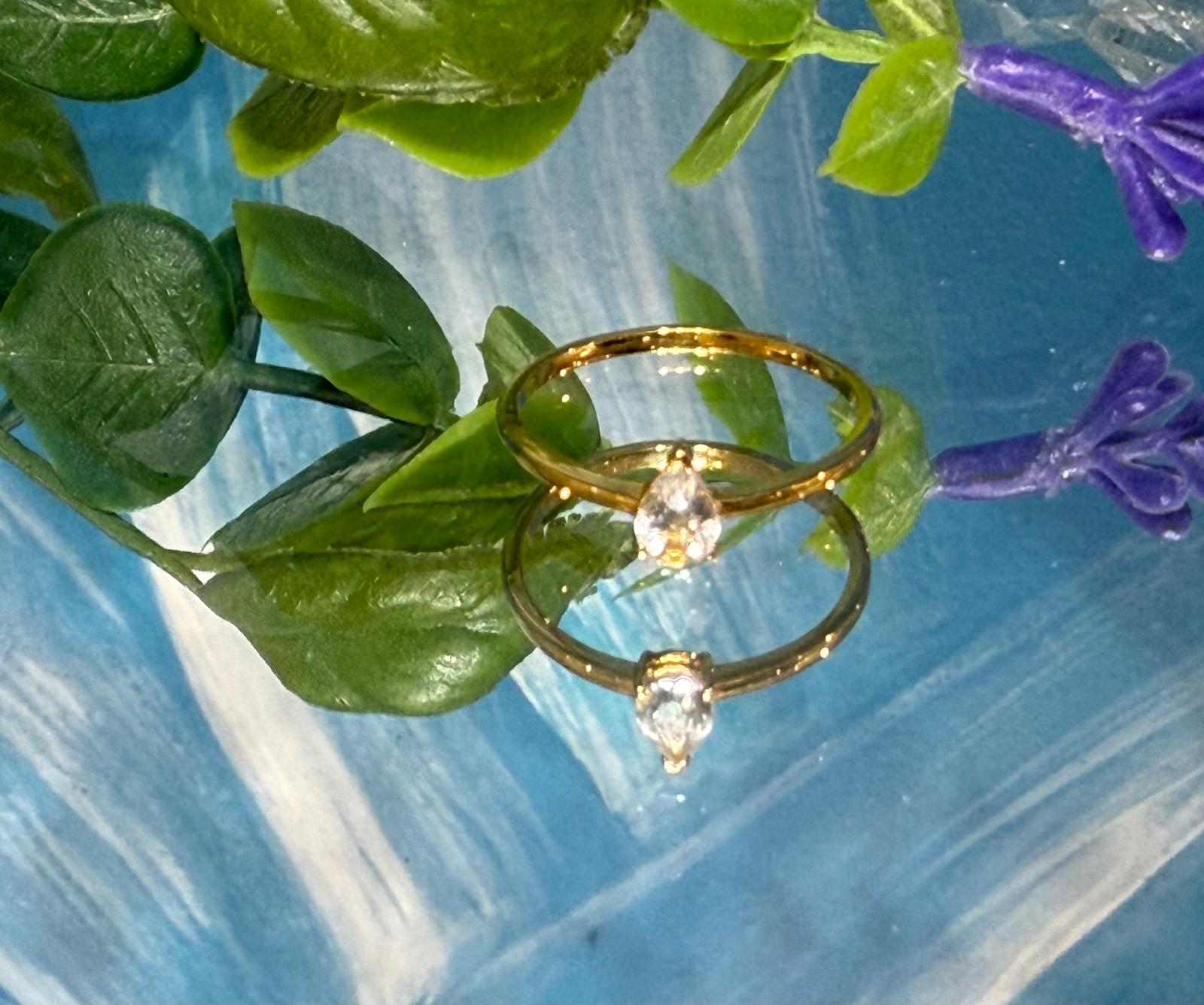 Petalite Teardrop 18ct Gold Vermeil Ring Size 8 (Stone of Divine Peace & Spiritual Illumination) Crystal Wellness
