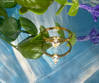 Petalite Teardrop 18ct Gold Vermeil Ring Size 8 (Stone of Divine Peace & Spiritual Illumination) Crystal Wellness