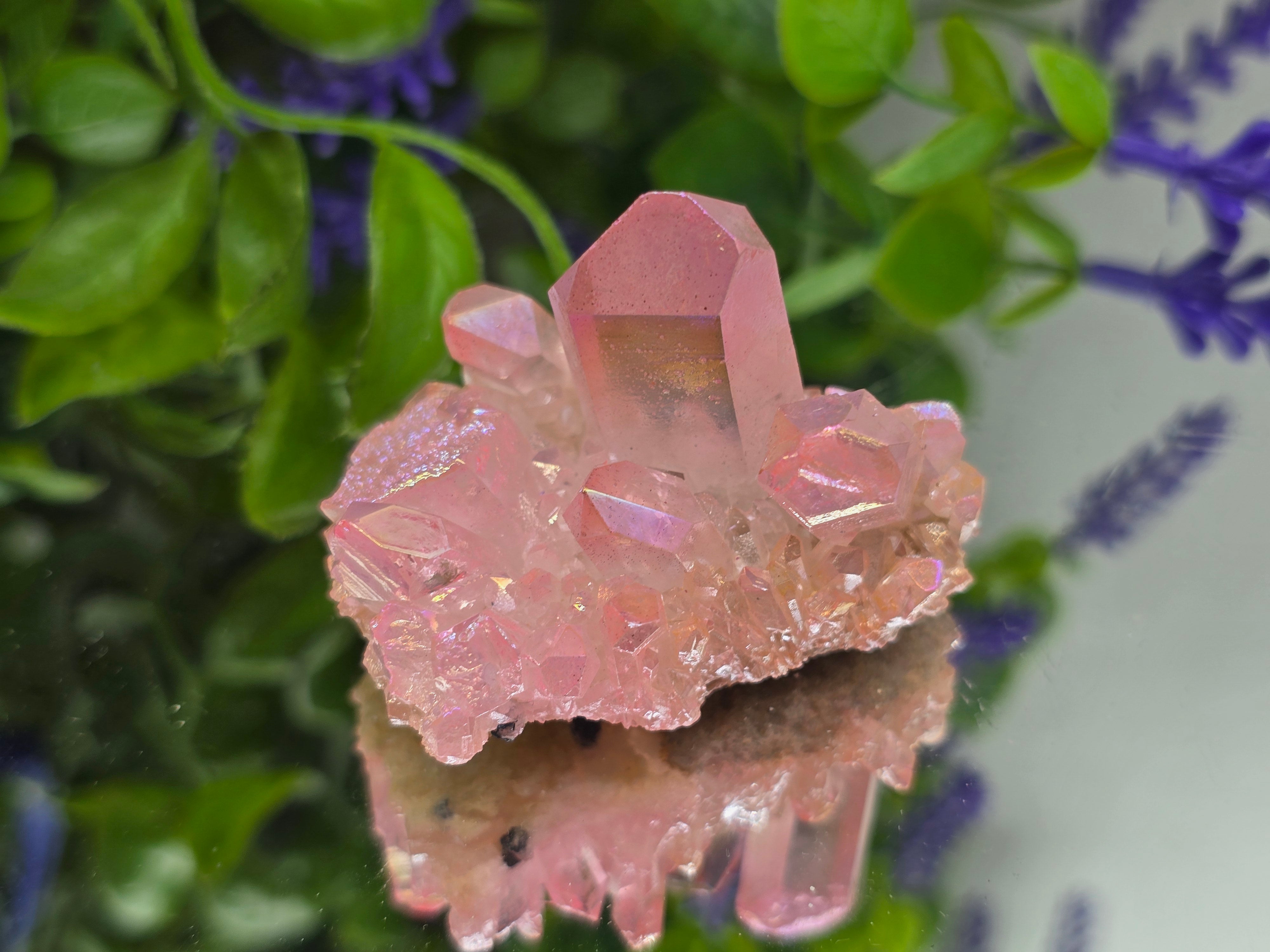 🌸 Rose Aura Quartz Cluster — Stone of Love, Emotional Healing & Divine Connection Crystal Wellness
