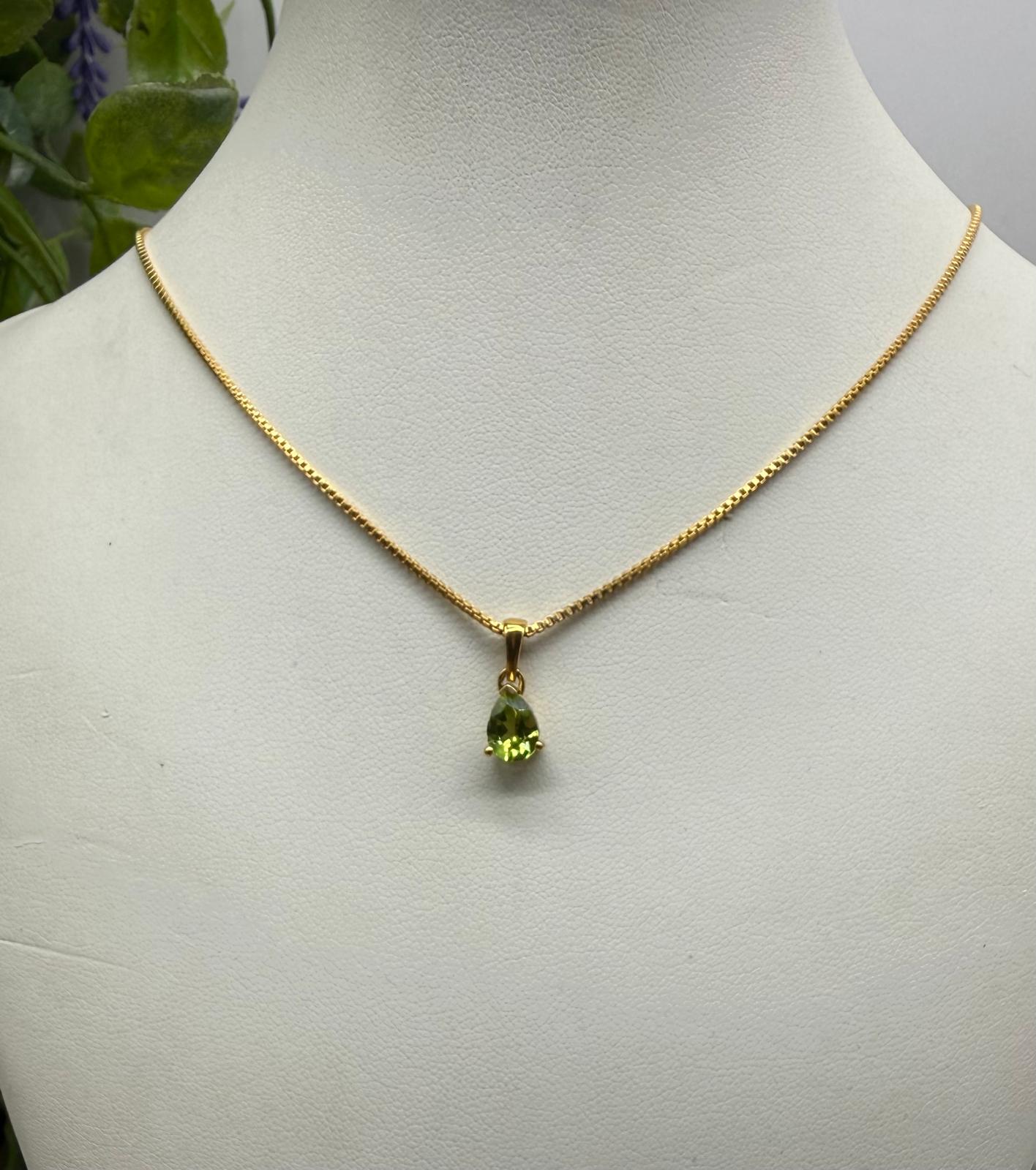 Peridot Teardrop Pendant & Necklace in 18K Gold Vermeil – Self-Healing, Renewal & Abundance Crystal Wellness