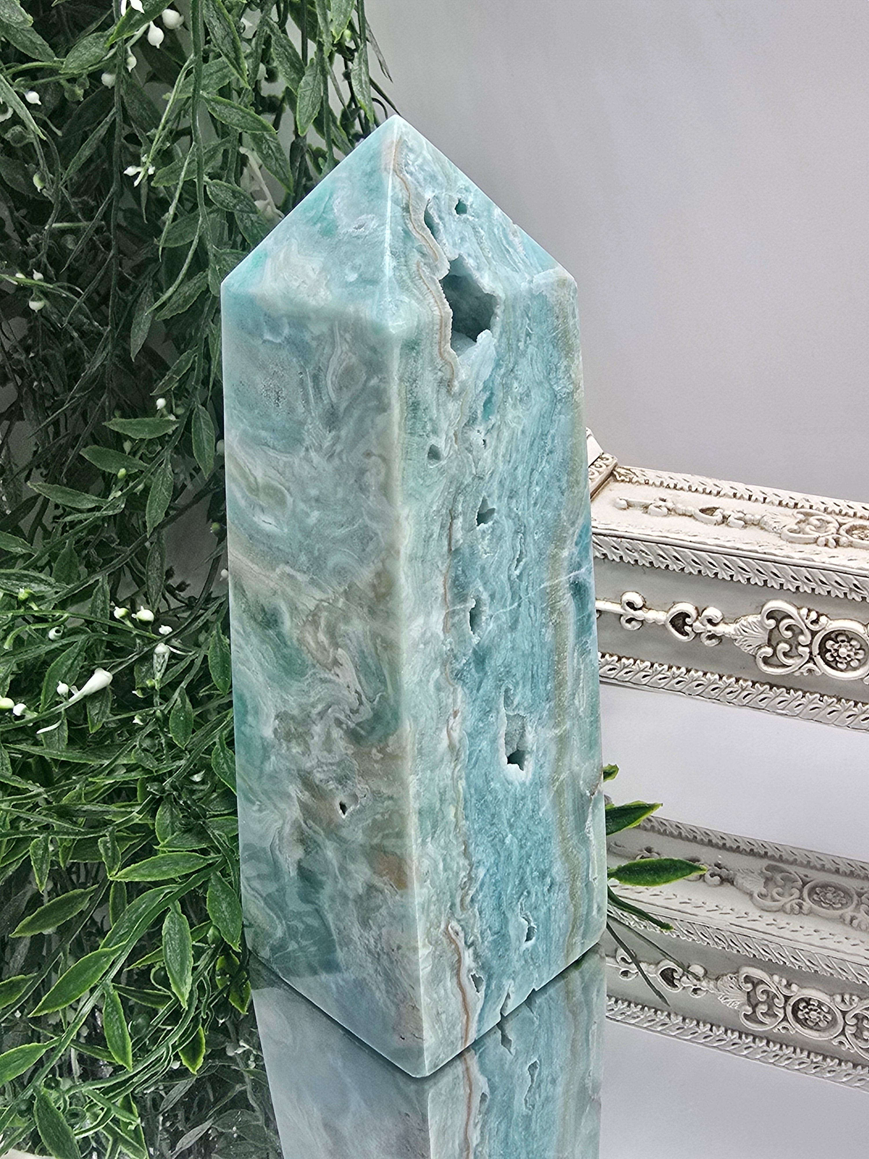 Caribbean Blue Calcite Point 19x6.5cm (Stone of Tranquil Clarity & Emotional Renewal) Crystal Wellness