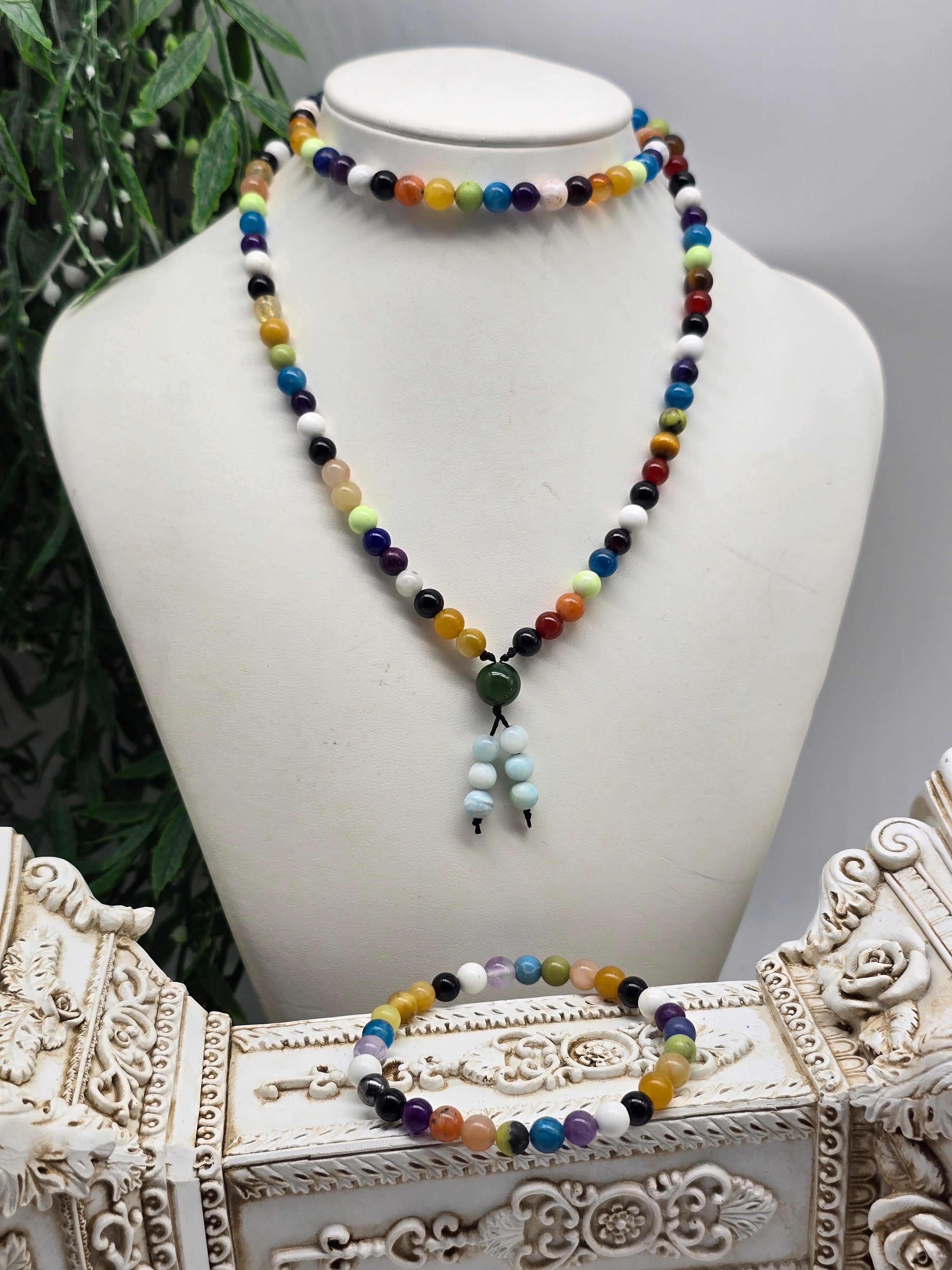 108 Mala Beads Set with Bracelet (Stone of Alignment & Wholeness) Crystal Wellness