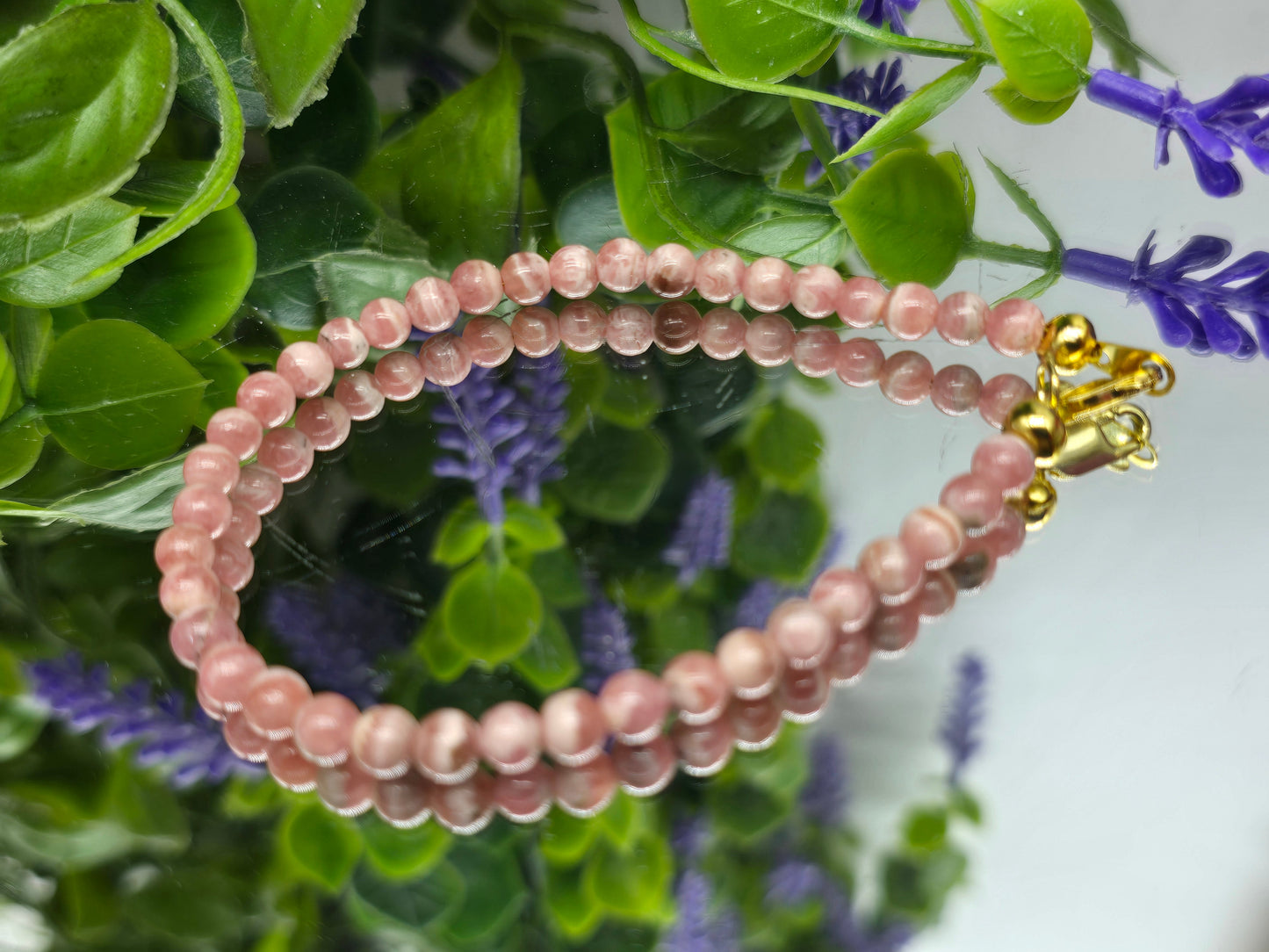 High-Grade Rhodochrosite 3mm Bead Bracelet – Stone of Compassion & Emotional Renewal Crystal Wellness