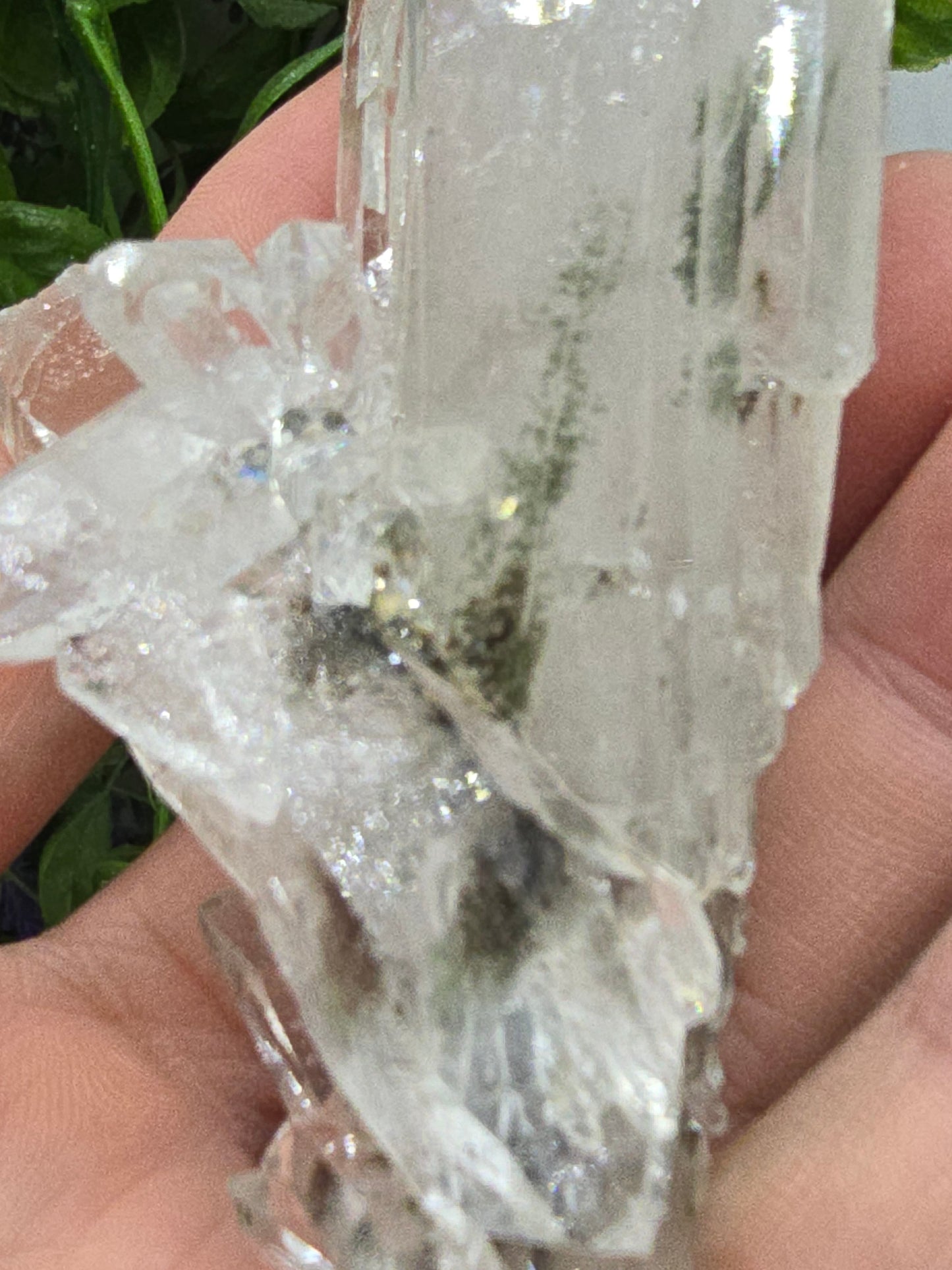 BLACK AND GREEN PHANTOM QUARTZ – “Protection & Renewal” – 12×5×3 cm Crystal Wellness