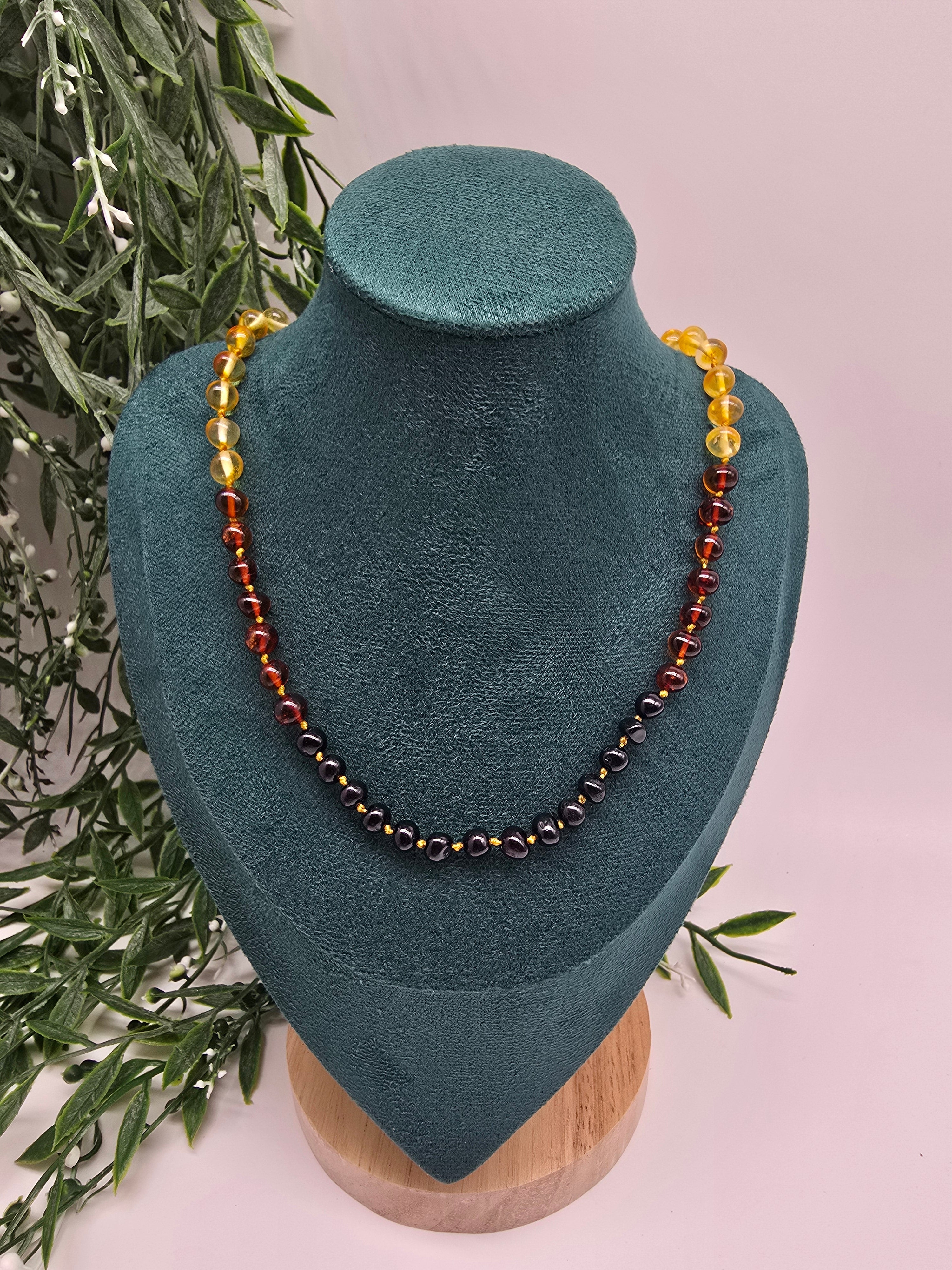 Baroque Rainbow Natural Amber Adult Necklace High Grade Crystal Wellness