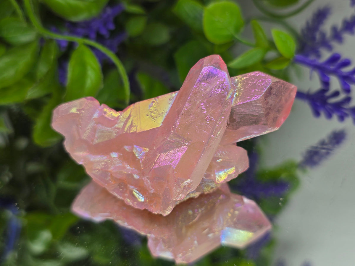 🌸 Rose Aura Quartz Cluster — Stone of Love, Emotional Healing & Divine Connection Crystal Wellness
