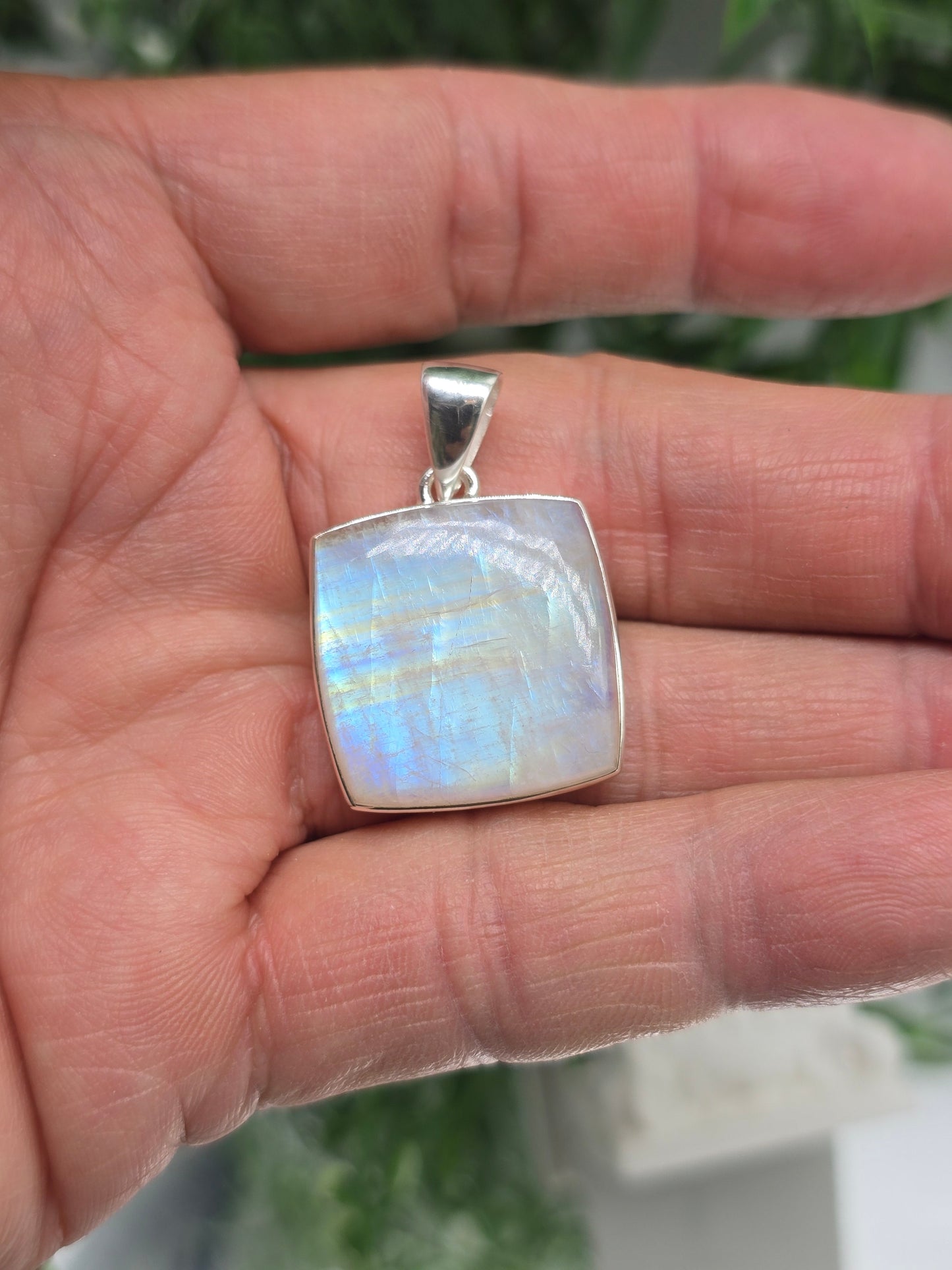 Premium Blue Fire Moonstone Pendant — Intuition, Emotional Balance & New Beginnings Crystal Wellness