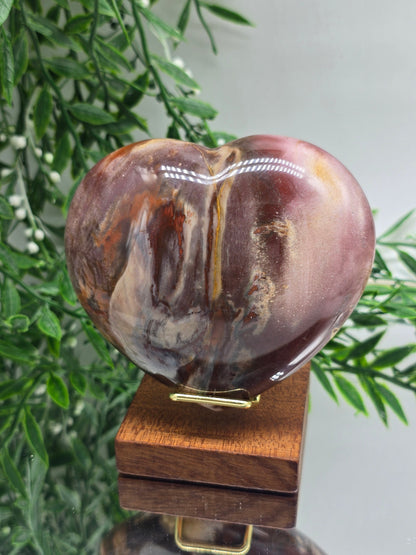 Petrified Wood Heart – Madagascar | 615g (Stand Included) Crystal Wellness