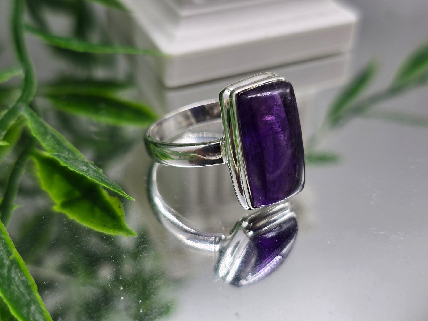 Amethyst 925 Sterling Silver Ring – Stone of Calm, Clarity & Spiritual Protection Crystal Wellness