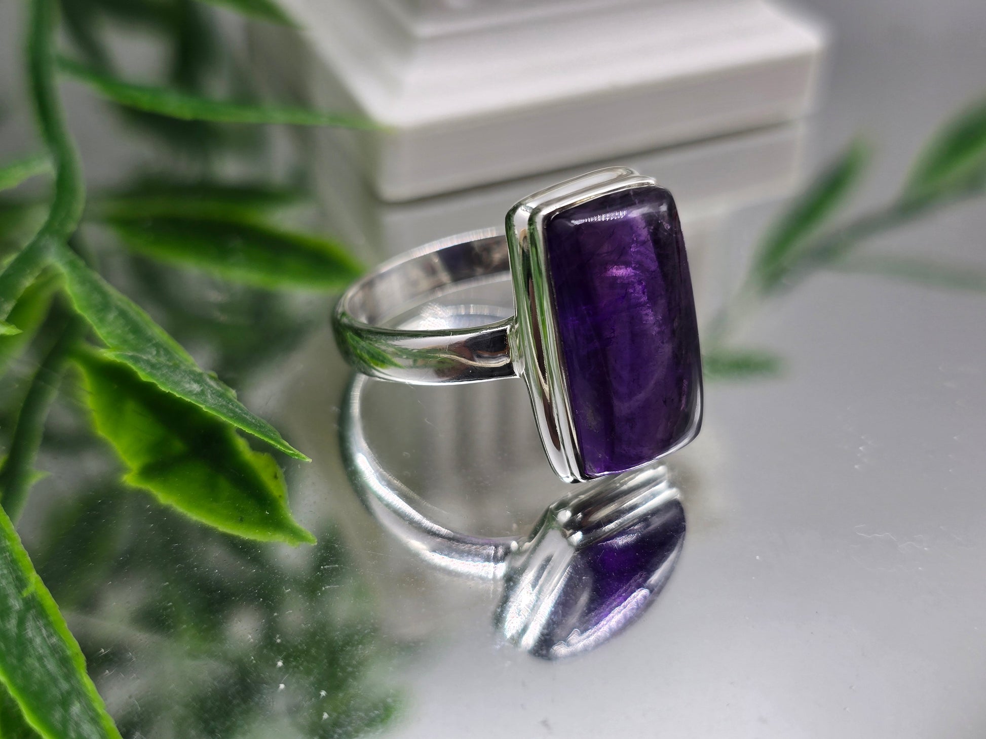 Amethyst 925 Sterling Silver Ring – Stone of Calm, Clarity & Spiritual Protection Crystal Wellness