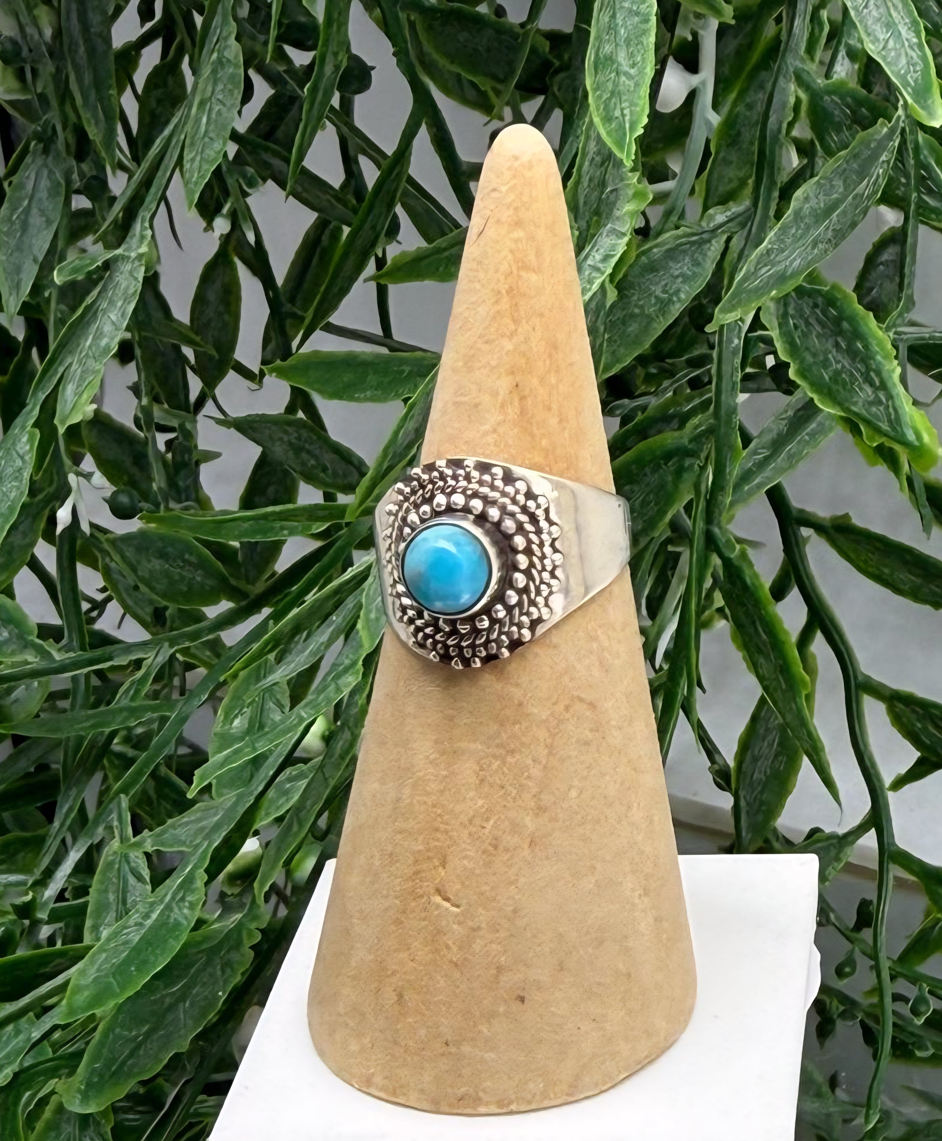 Blue Mohave Turquoise Guardian Ring – 925 Sterling Silver (Size 7) Crystal Wellness