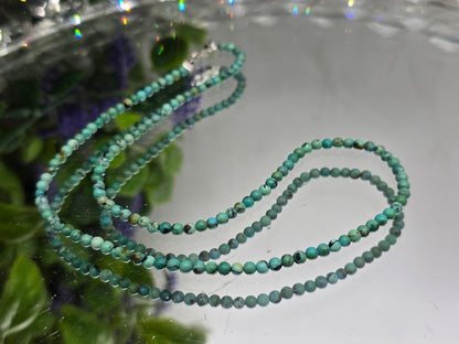 Turquoise Beaded Necklace 925 Sterling Silver – Protection, Communication & Emotional Balance Crystal Wellness