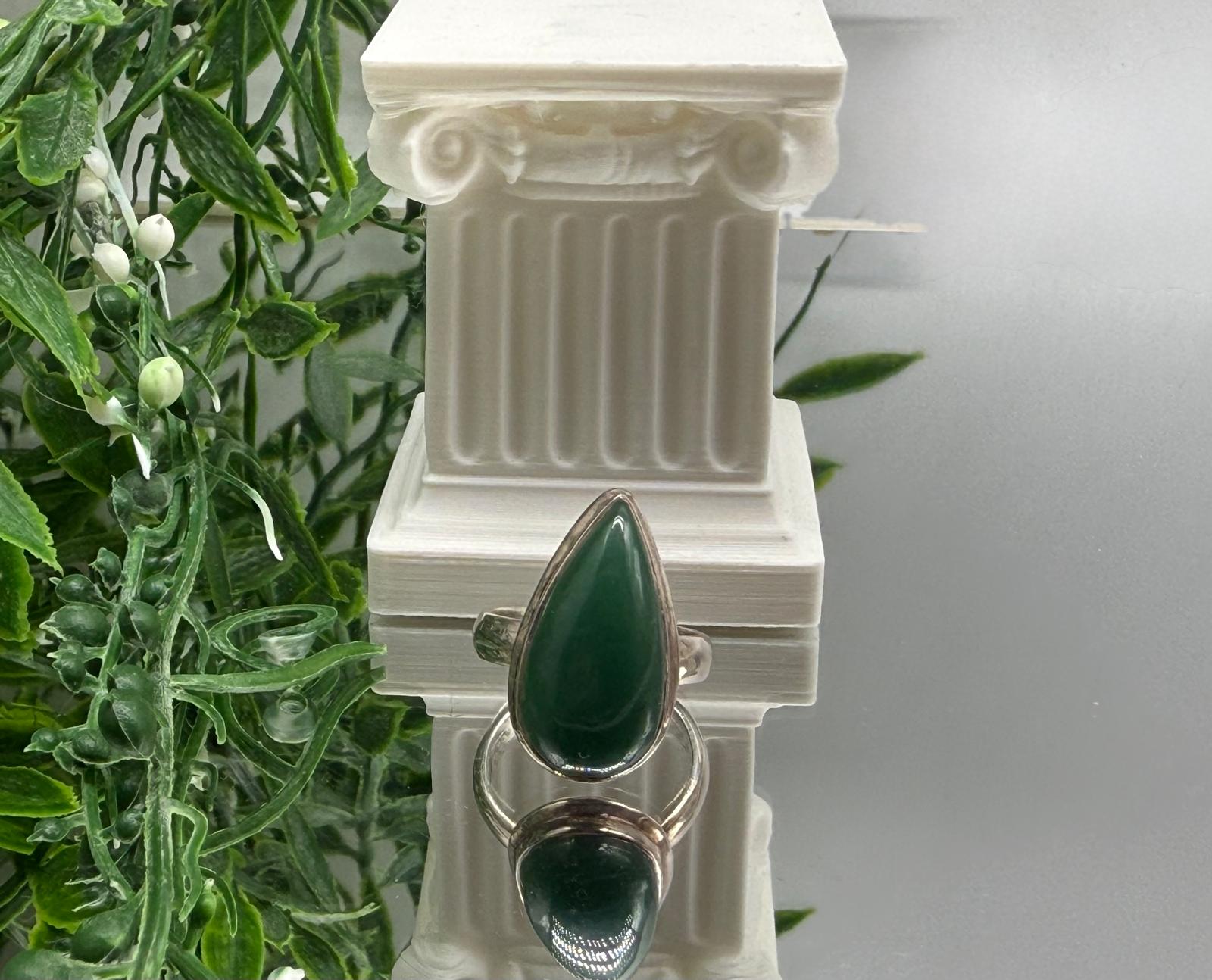 Green Aventurine 925 Sterling Silver Ring – Size 7 (Stone of Opportunity & Prosperity) Crystal Wellness