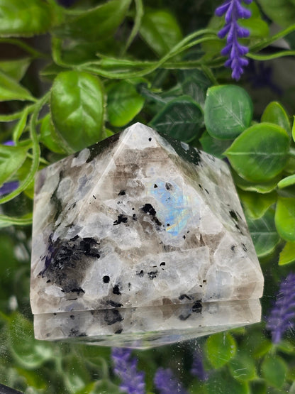Natural Rainbow Moonstone Pyramid | Intuition, Feminine Energy & New Beginnings Crystal Wellness