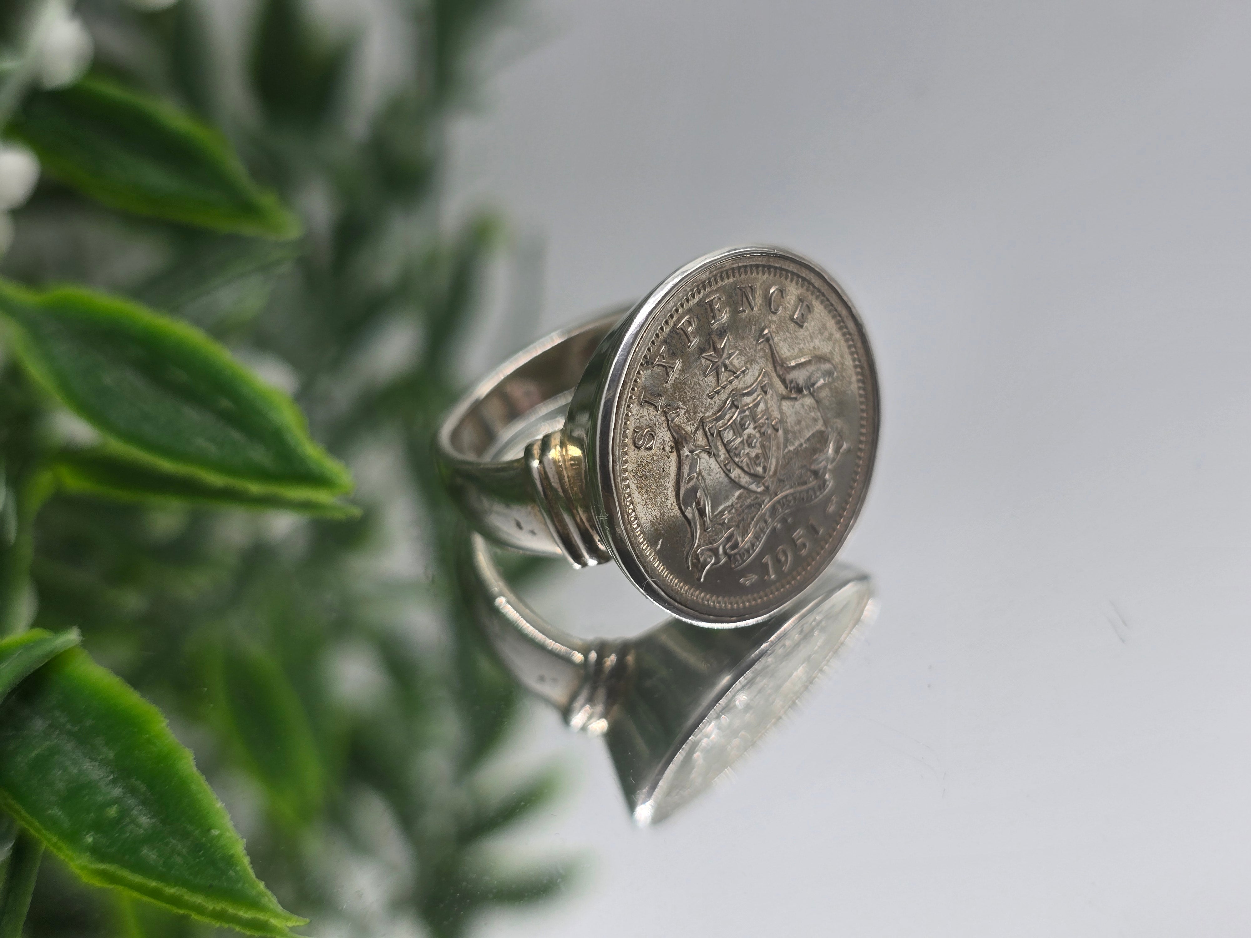 Memorable Australian Six Pence 1951 Silver Ring – Size 6 Crystal Wellness