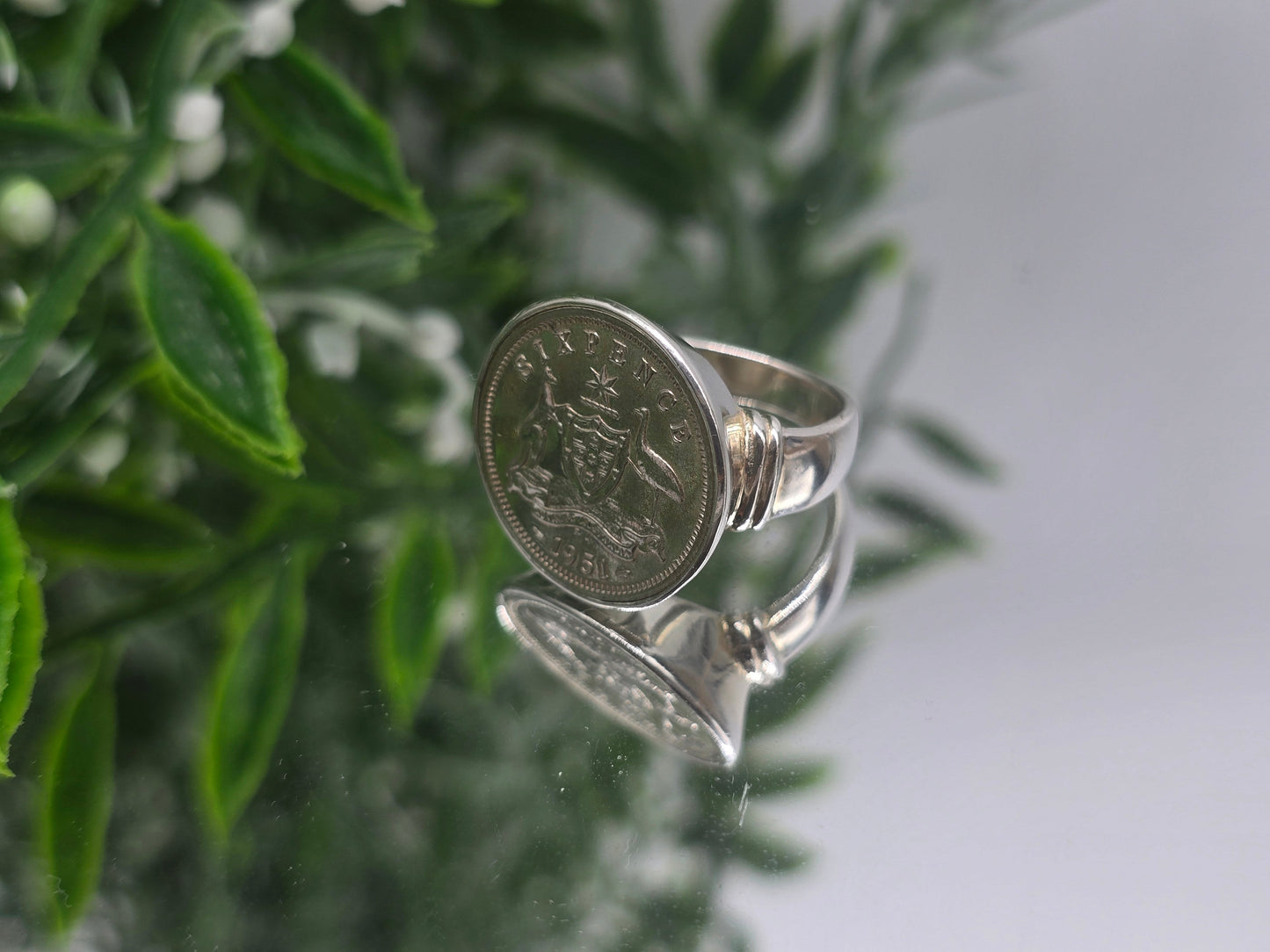 Memorable Australian Six Pence 1951 Silver Ring – Size 6 Crystal Wellness