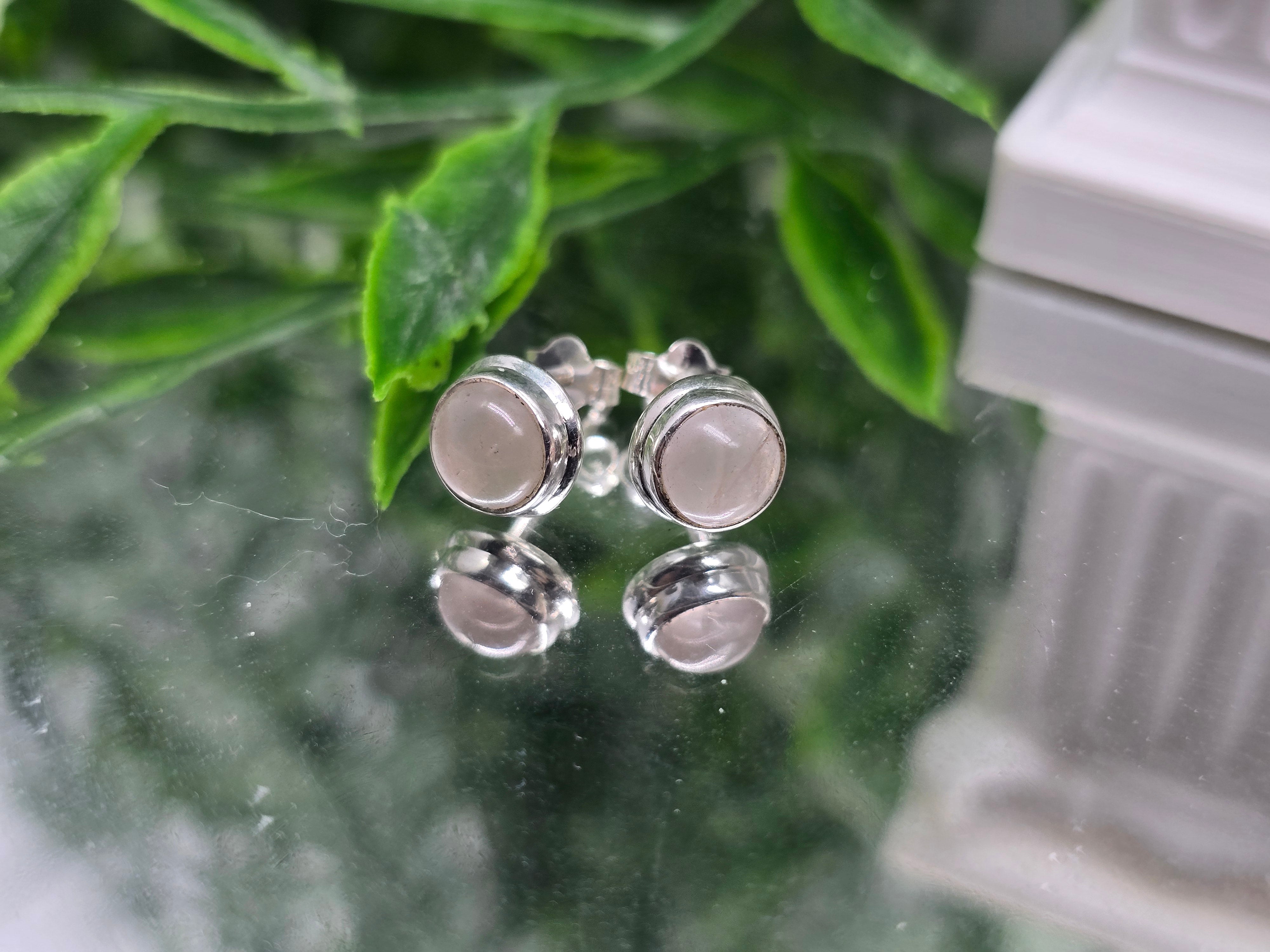 Rose Quartz 925 Sterling Silver 5mm Stud Earrings Crystal Wellness