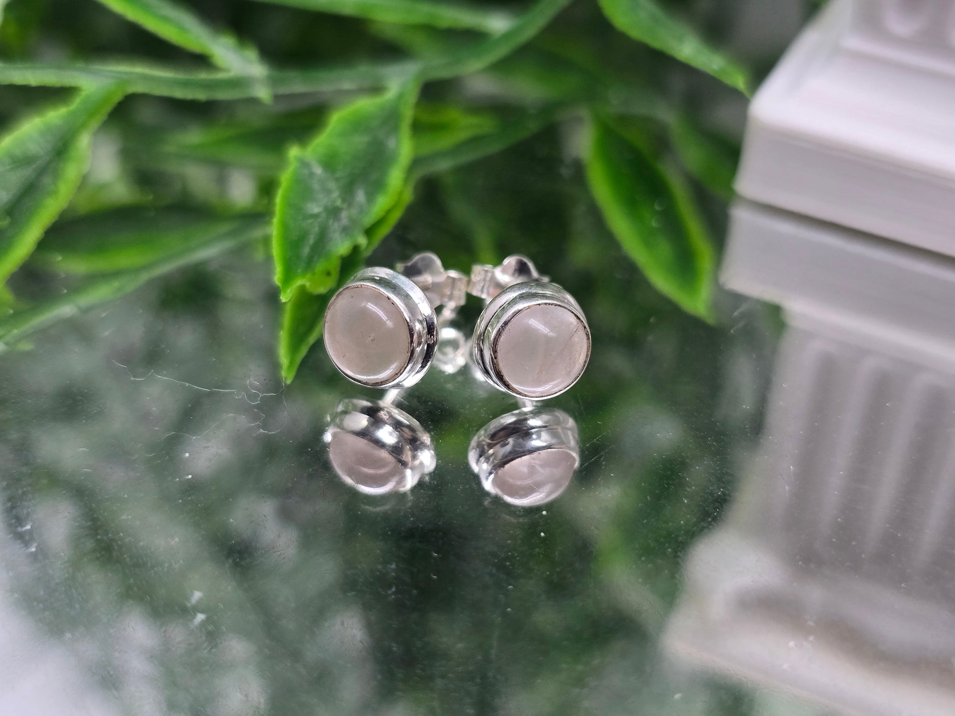 Rose Quartz 925 Sterling Silver 5mm Stud Earrings Crystal Wellness