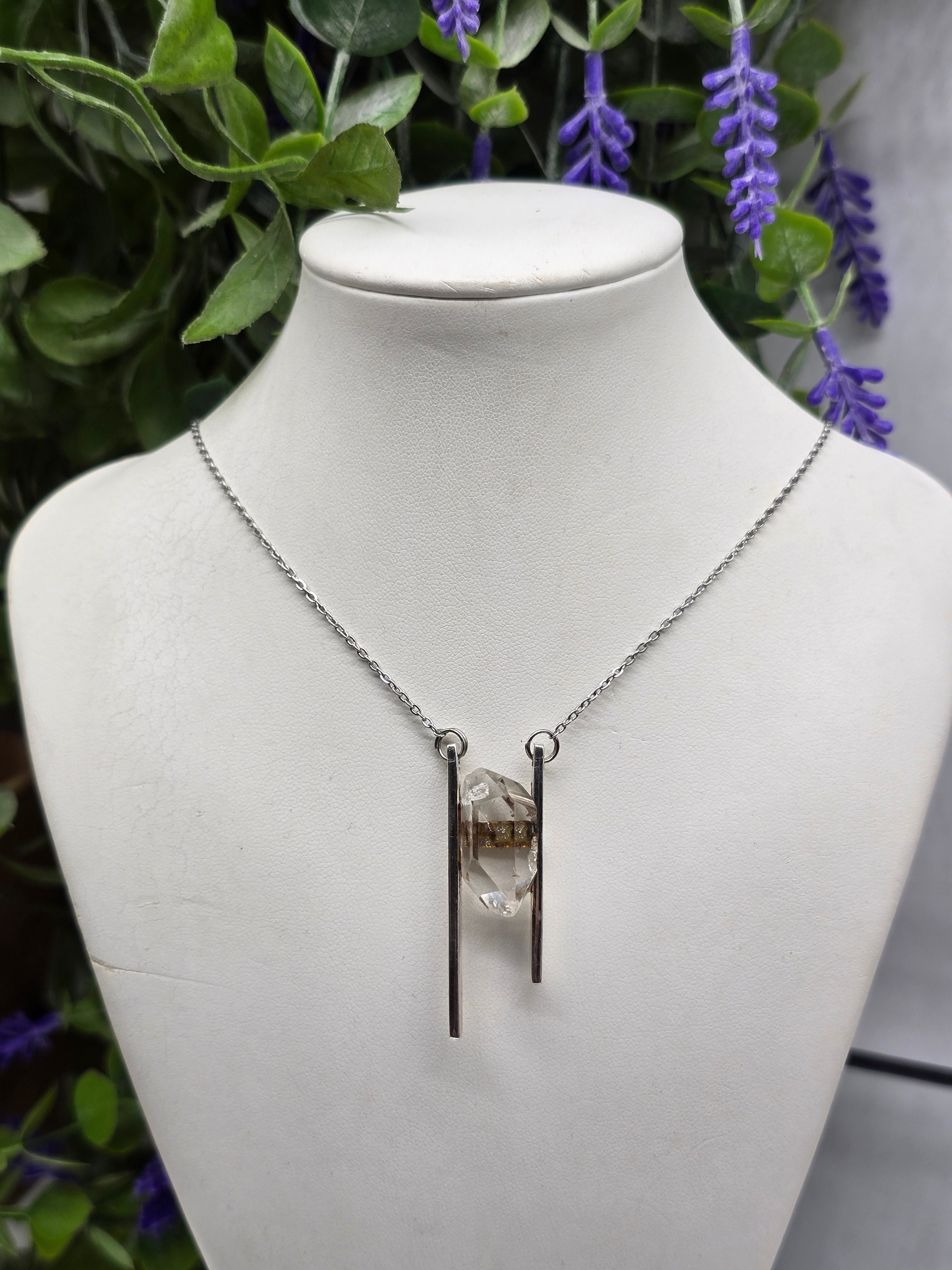 Genuine Herkimer Diamond Pendant Necklace in 925 Sterling Silver - Stone of Ascension & Elevate Consciousness Crystal Wellness