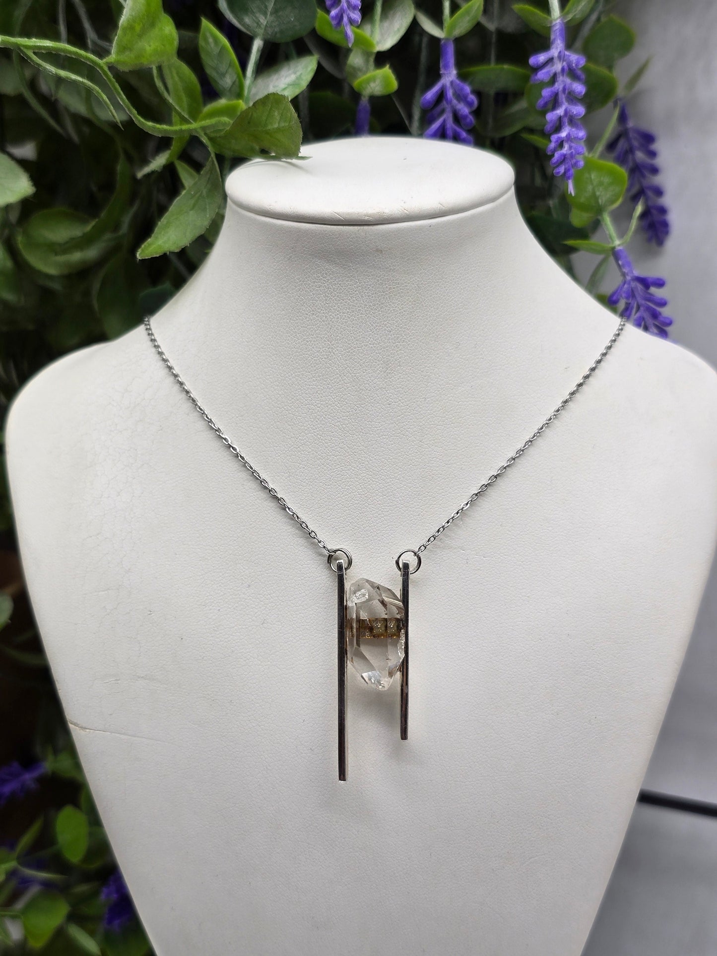 Genuine Herkimer Diamond Pendant Necklace in 925 Sterling Silver - Stone of Ascension & Elevate Consciousness Crystal Wellness