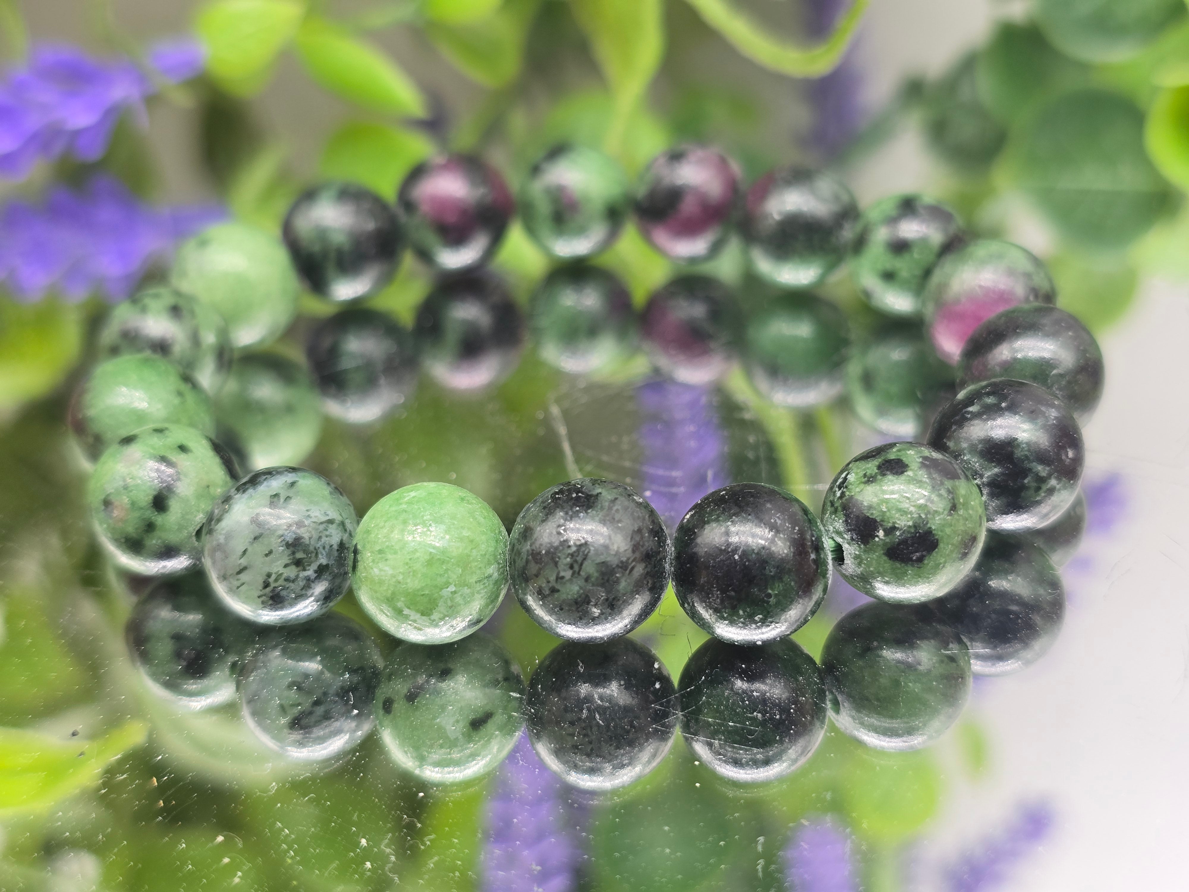 Ruby Zoisite AKA Anyolite Beads Bracelet Crystal Wellness