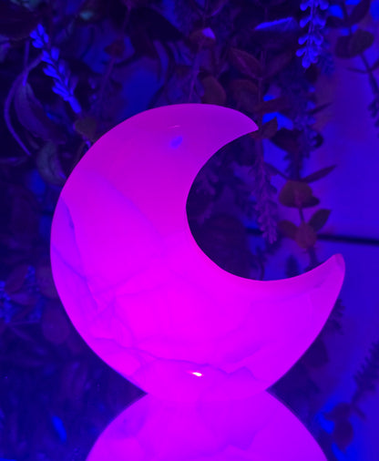 Mangano Calcite Crescent Moon Carving (Stone of Unconditional Love & Emotional Healing) Crystal Wellness