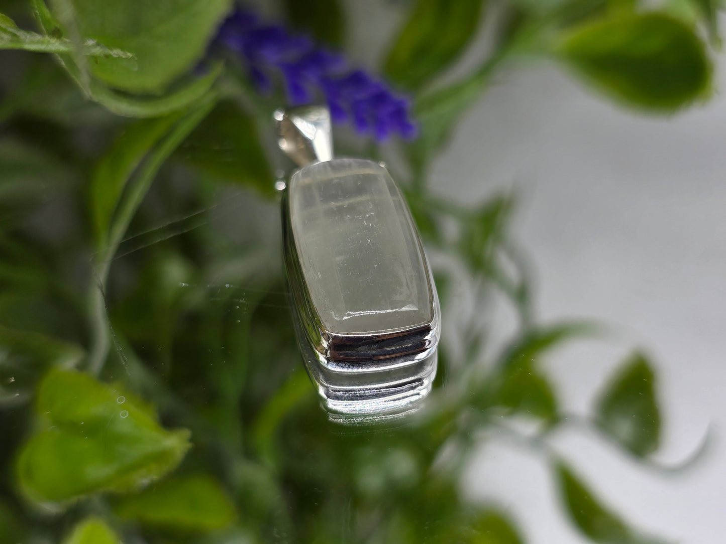 Selenite 925 Sterling Silver Pendant Crystal Wellness