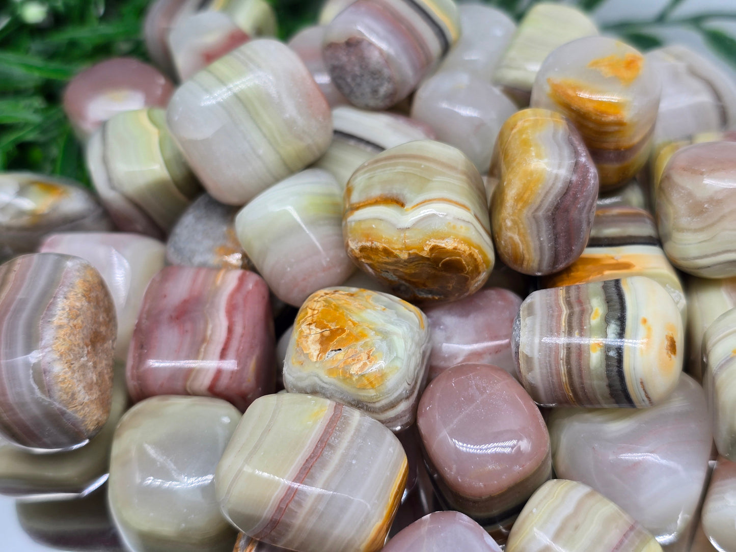Pink Banded Onyx Tumbled Stone – Stone of Emotional Strength, Self-Love & Grounding Crystal Wellness