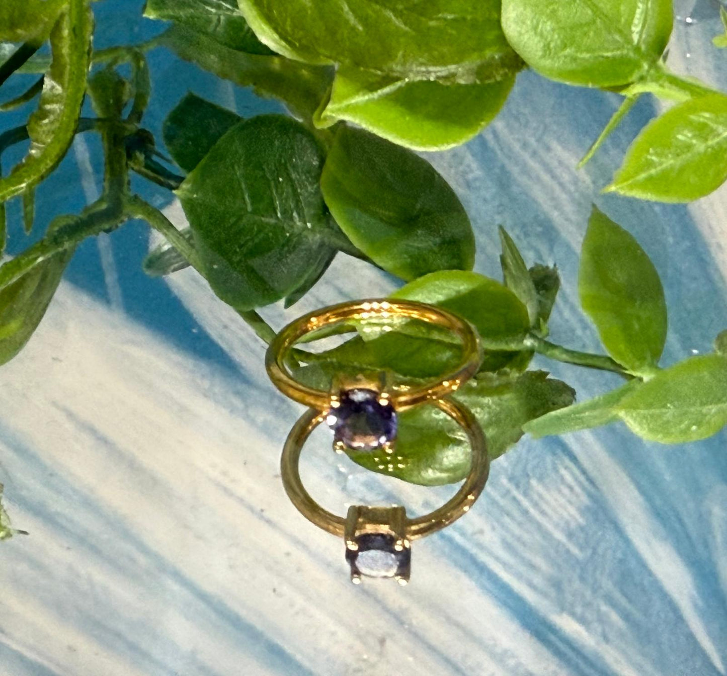 Iolite Round Solitaire Ring in 18ct Gold Vermeil – Size 3 (Vision, Intuition, and Spiritual Awakening) Crystal Wellness