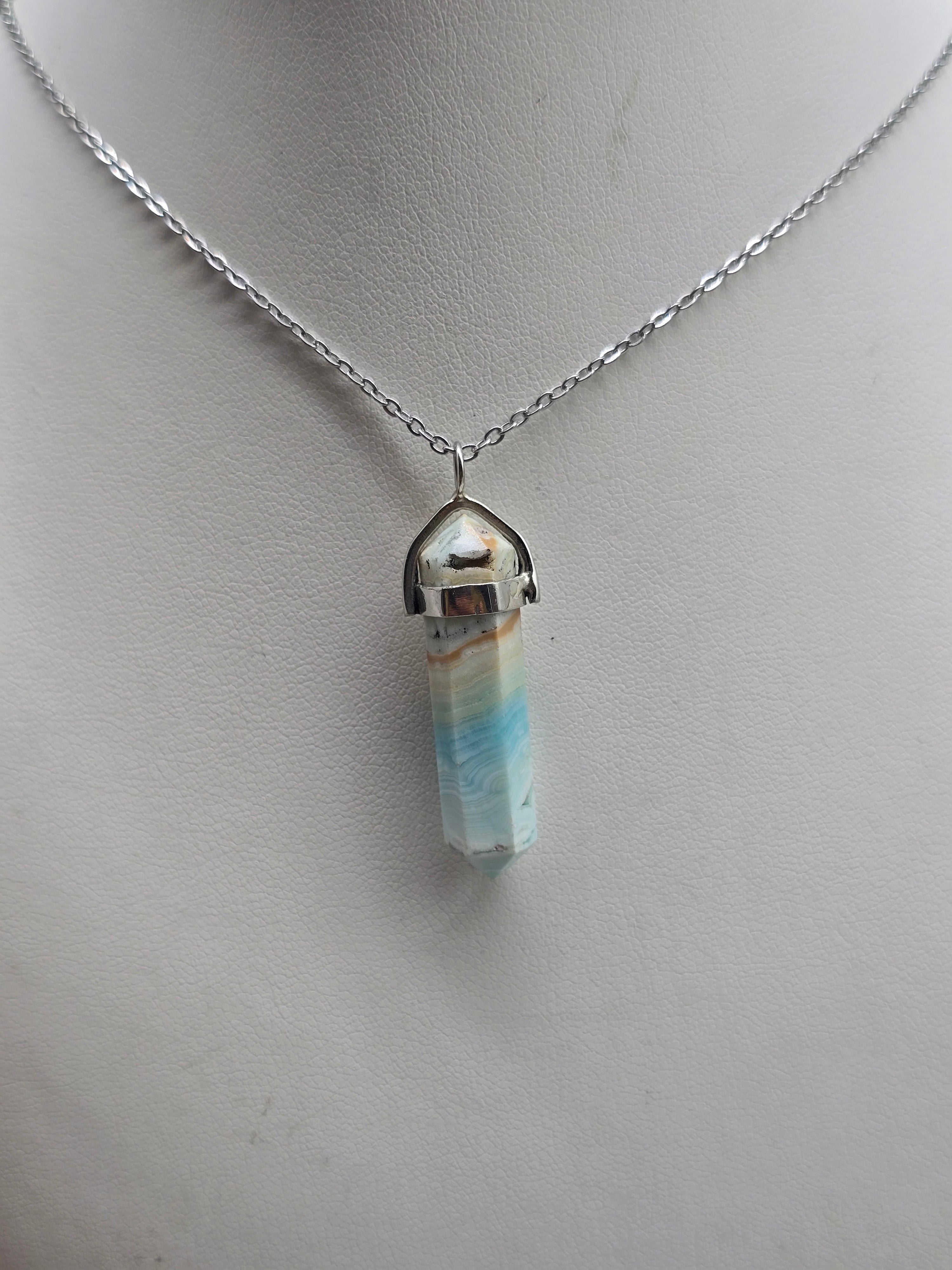 ✨ Caribbean Calcite Double-Terminated 925 Sterling Silver Pendant Crystal Wellness