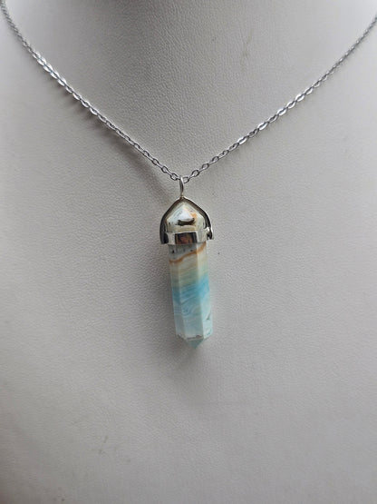 ✨ Caribbean Calcite Double-Terminated 925 Sterling Silver Pendant Crystal Wellness