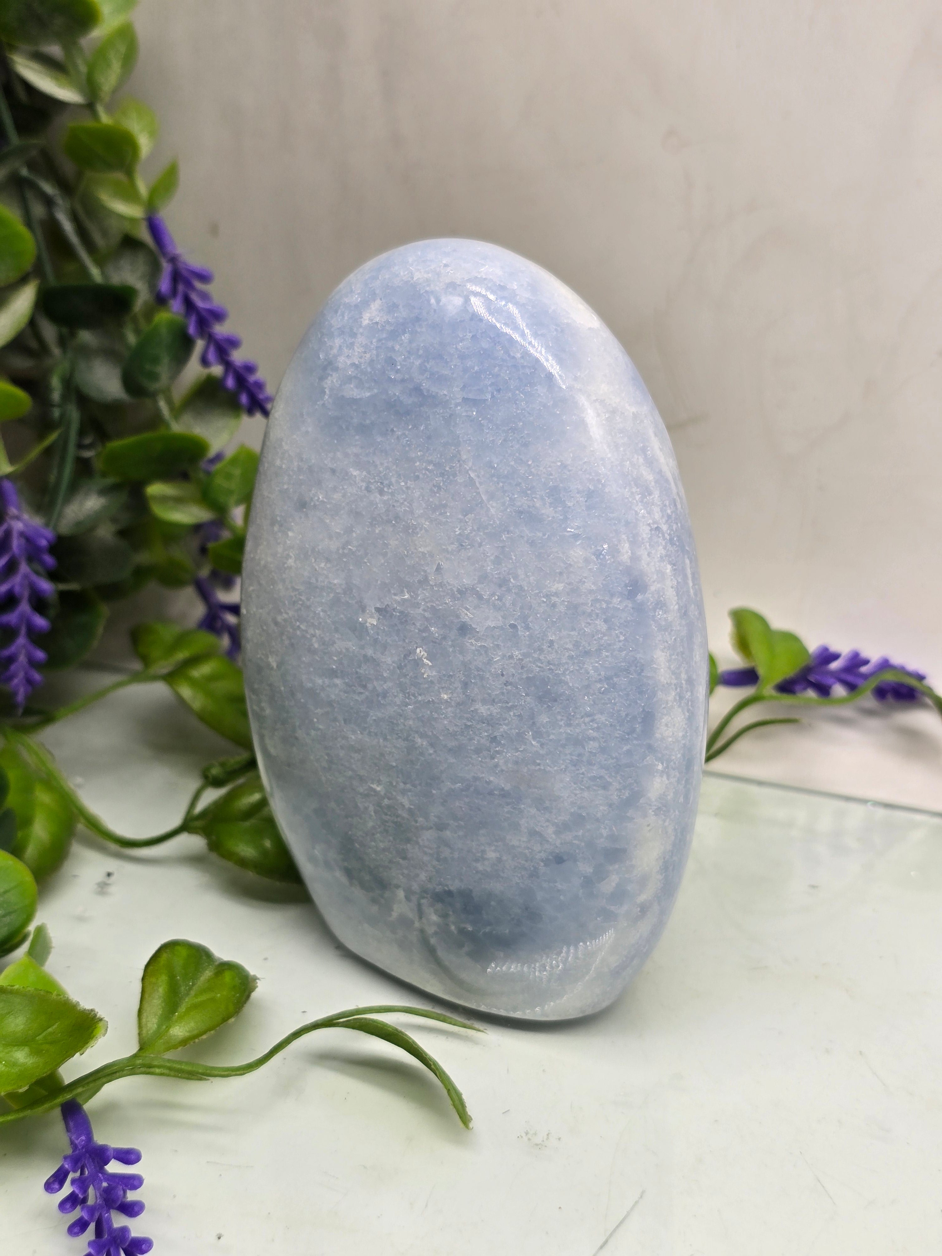 Blue Calcite Freeform – Madagascan Serenity & Renewal Stone (747g 12x8x3cm) Crystal Wellness