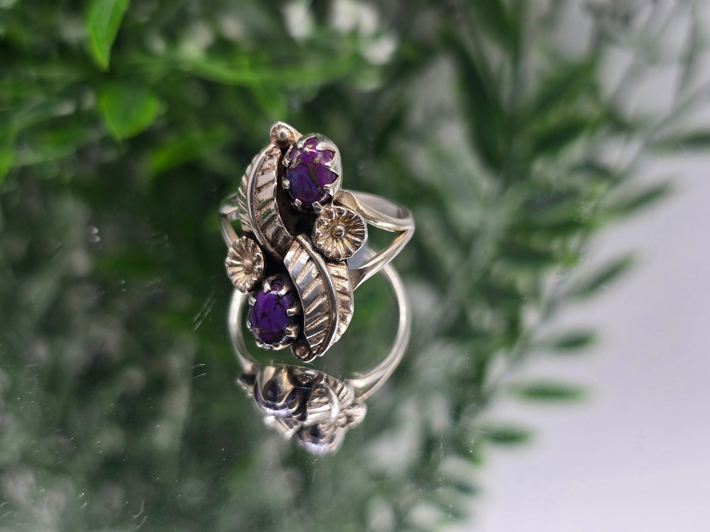 Purple Copper Turquoise 925 Sterling Silver Ring (Size 9) – Stone of Wisdom, Transformation & Inner Strength Crystal Wellness