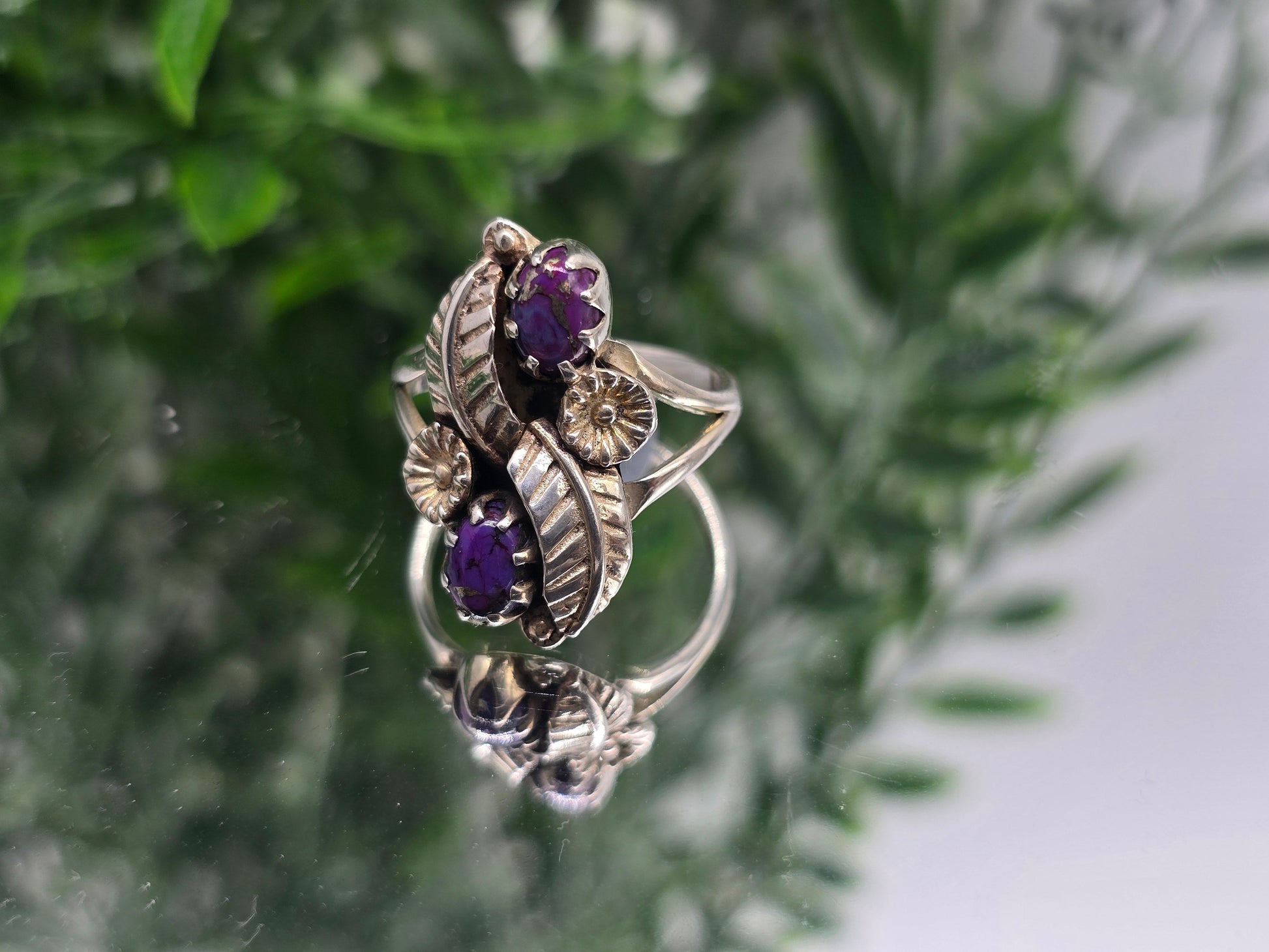 Purple Copper Turquoise 925 Sterling Silver Ring (Size 9) – Stone of Wisdom, Transformation & Inner Strength Crystal Wellness