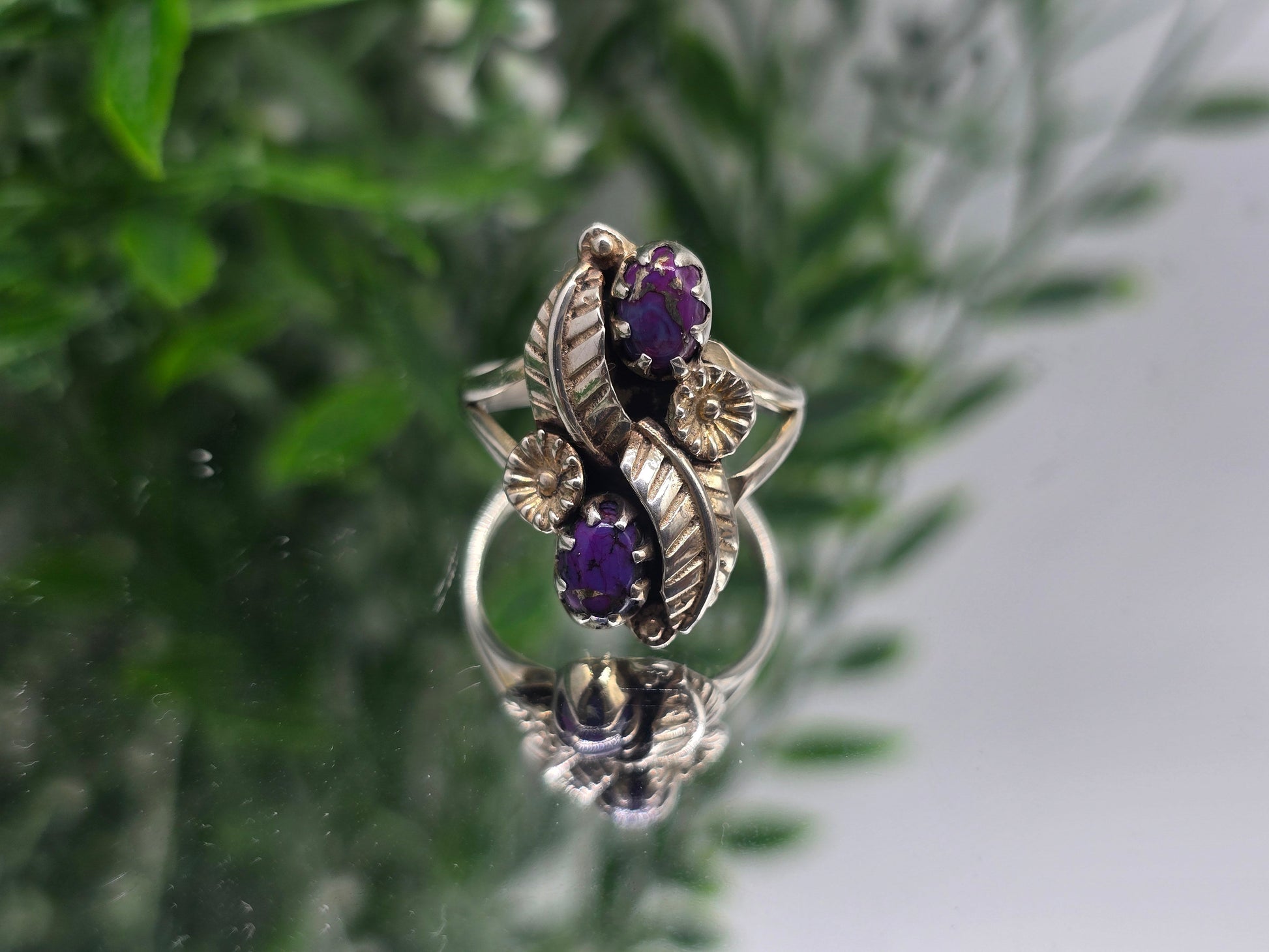 Purple Copper Turquoise 925 Sterling Silver Ring (Size 9) – Stone of Wisdom, Transformation & Inner Strength Crystal Wellness