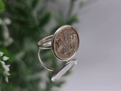 Memorable 1955 Australian Threepence Silver Coin Ring – Size 9 Crystal Wellness