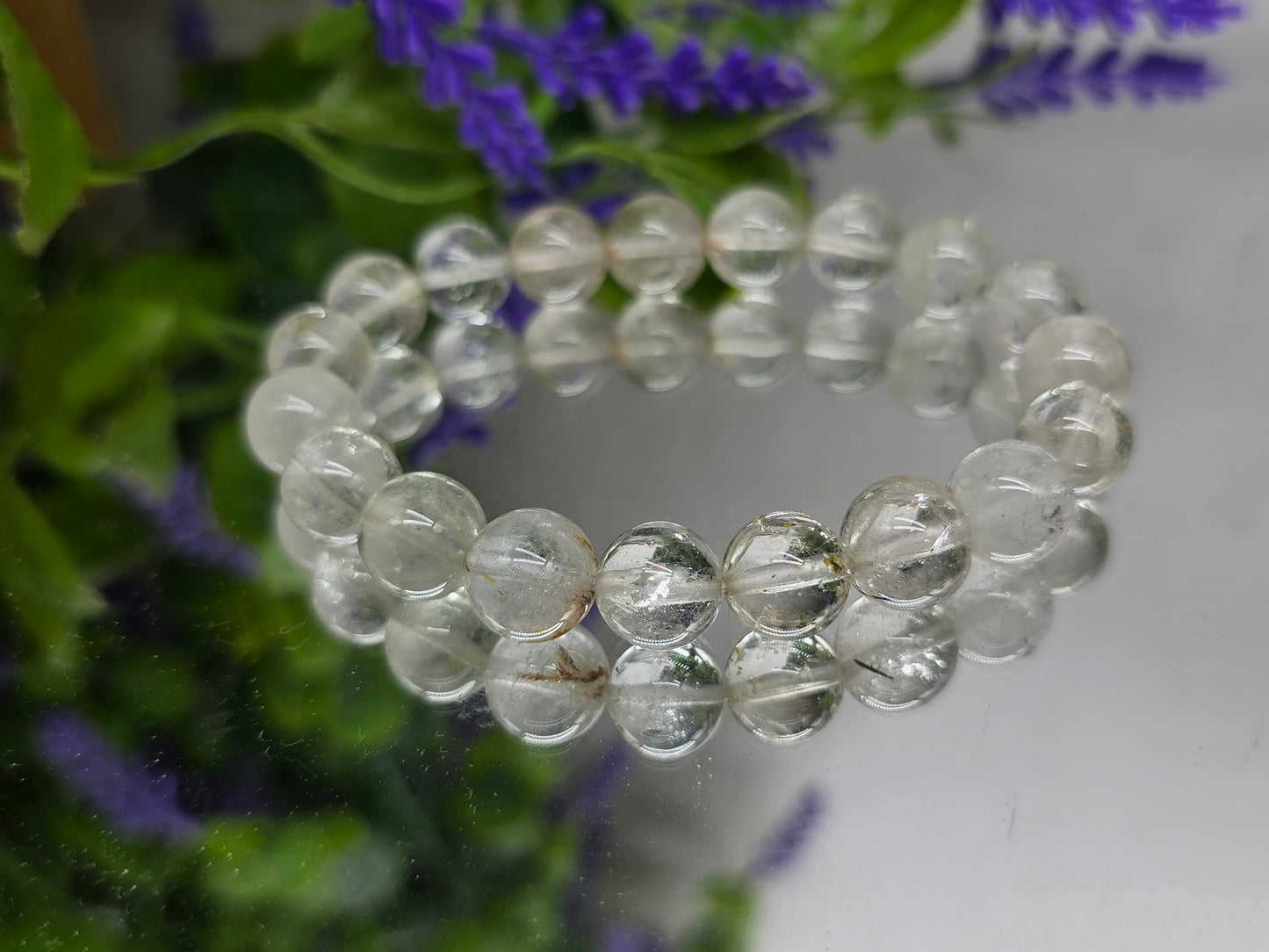 Natural White Topaz Bracelet 10mm | High-Grade Clarity & Manifestation Crystal Bracelet Crystal Wellness