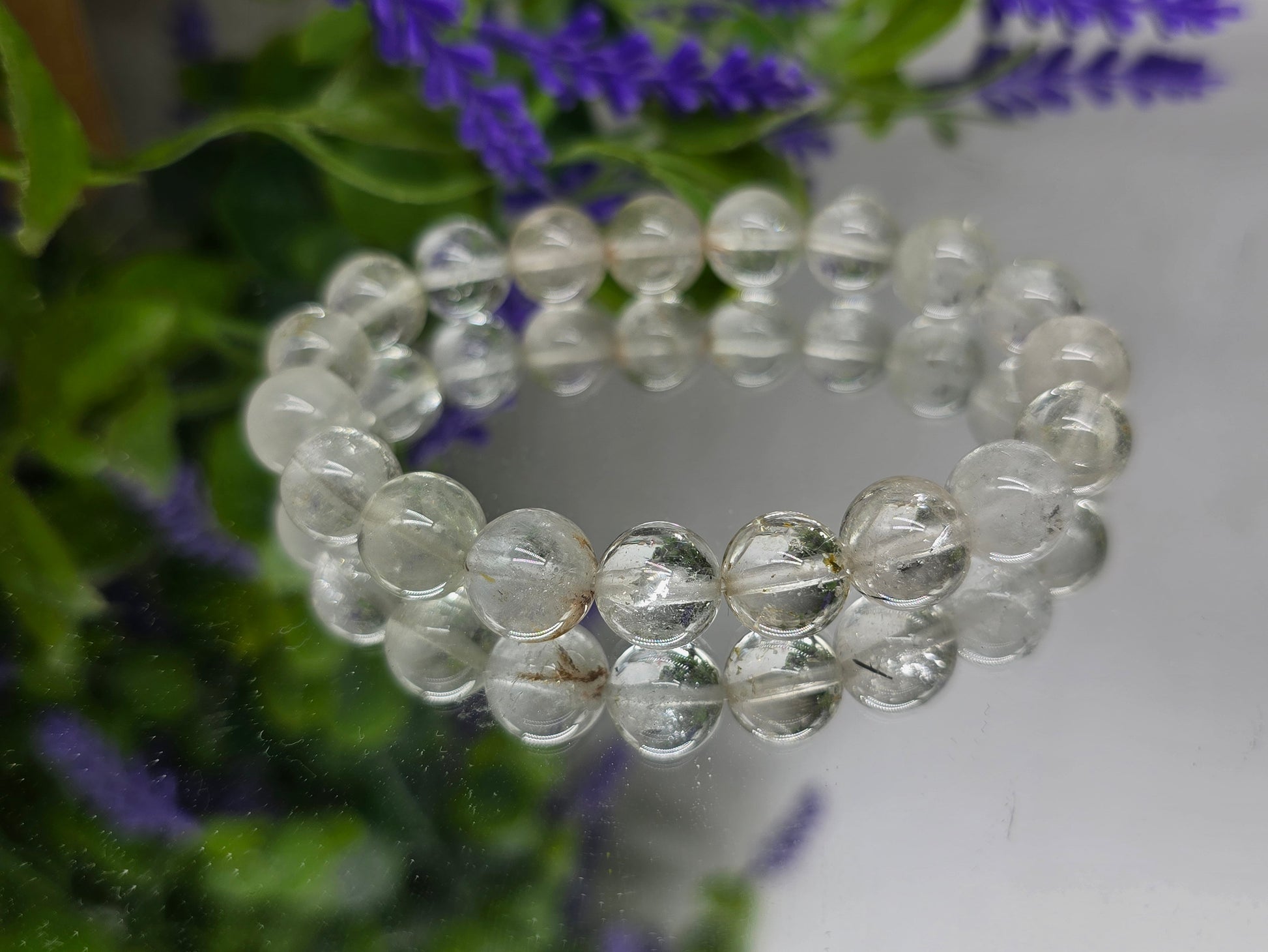 Natural White Topaz Bracelet 10mm | High-Grade Clarity & Manifestation Crystal Bracelet Crystal Wellness