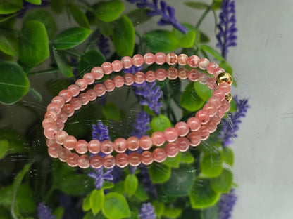 Rhodochrosite 3mm Beads Bracelet | Stone of Love, Heart Healing & Emotional Renewal Crystal Wellness
